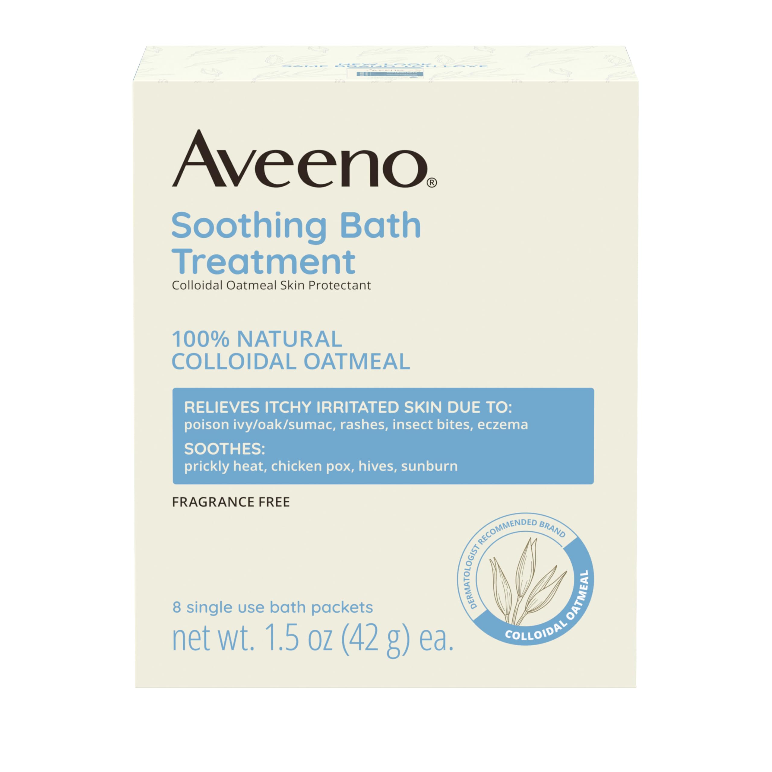 Aveeno bain apaisant avec pochette unique se dissolvant dans l’eau pour peau calme