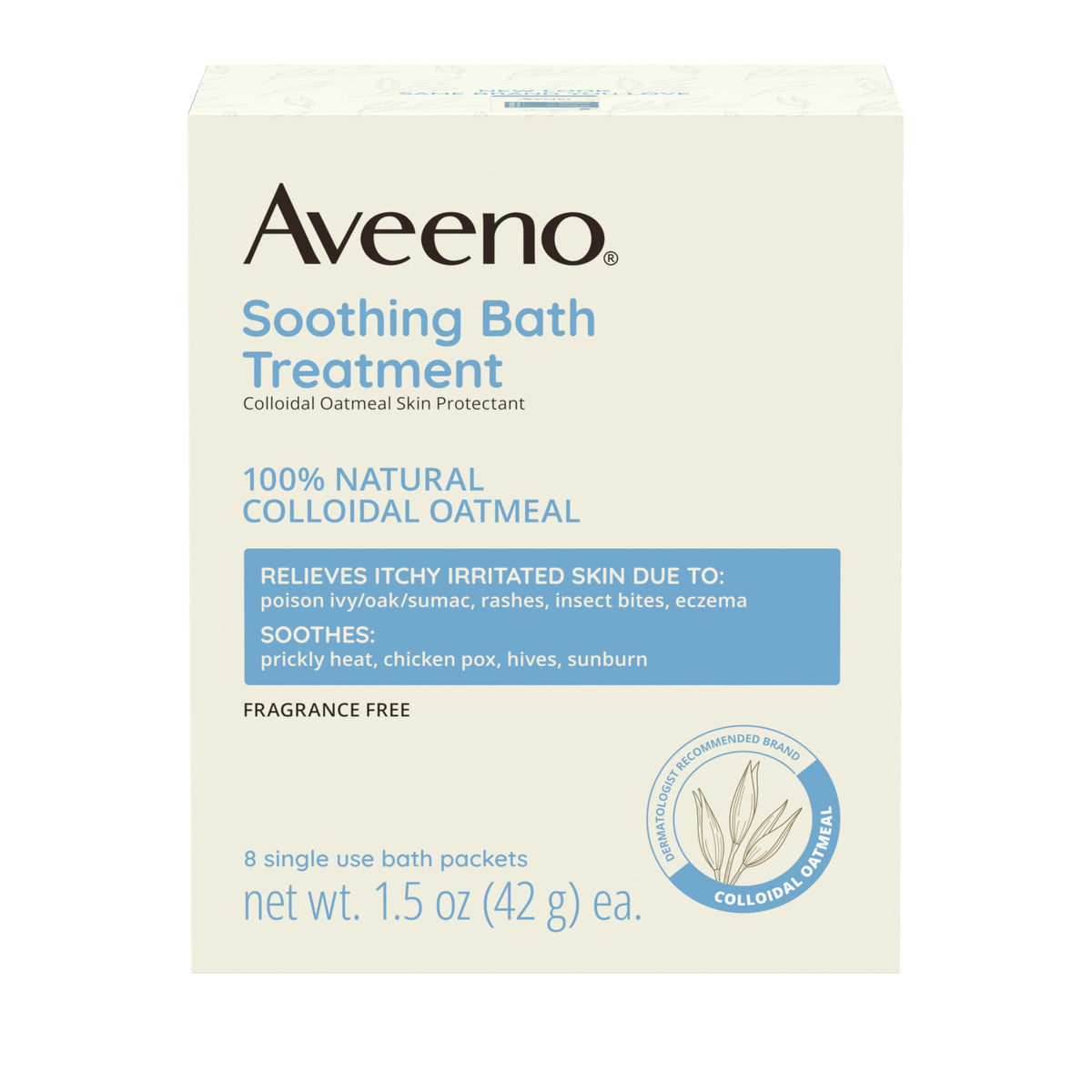 Aveeno bain apaisant avec pochette unique se dissolvant dans l’eau pour peau calme