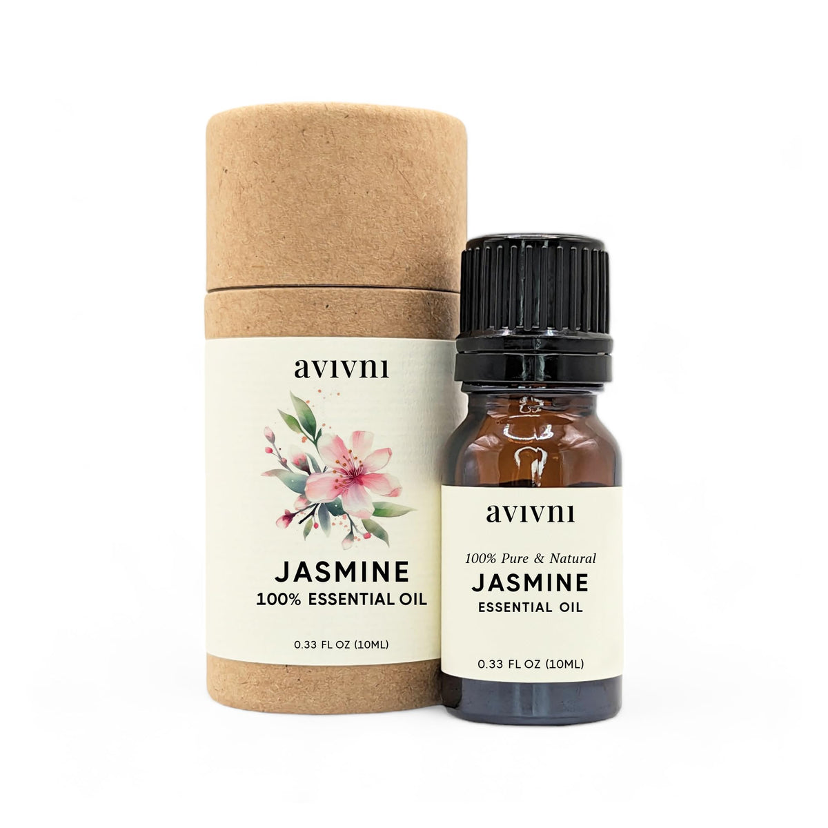 Avivni Jasmin huile essentielle – flacon pour aromathérapie et soins naturels.
