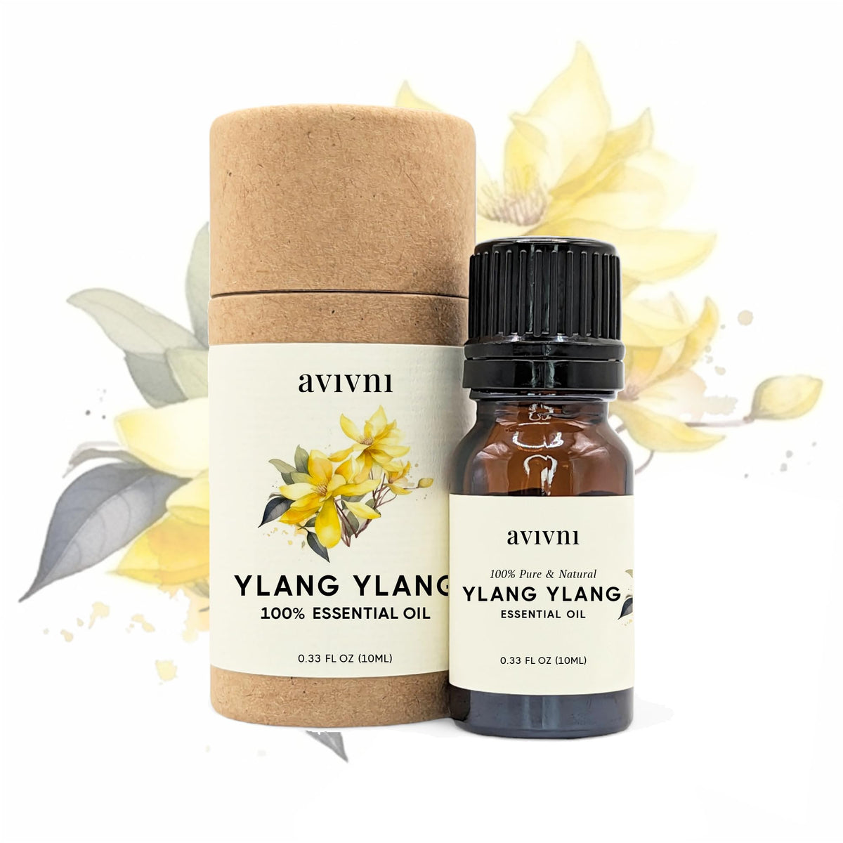 Avivni Ylang Ylang huile essentielle, bouteille 10 ml, pur et naturel pour aromathérapie.
