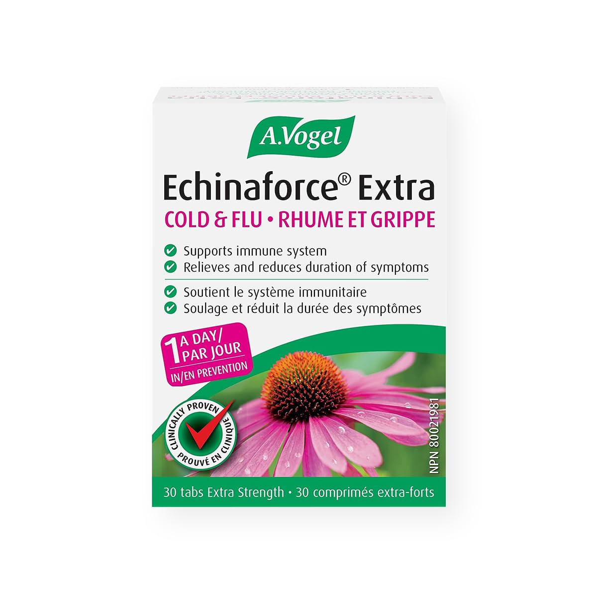 A.Vogel Echinaforce, bouteille, soutien immunitaire quotidien grâce à l'échinacée.