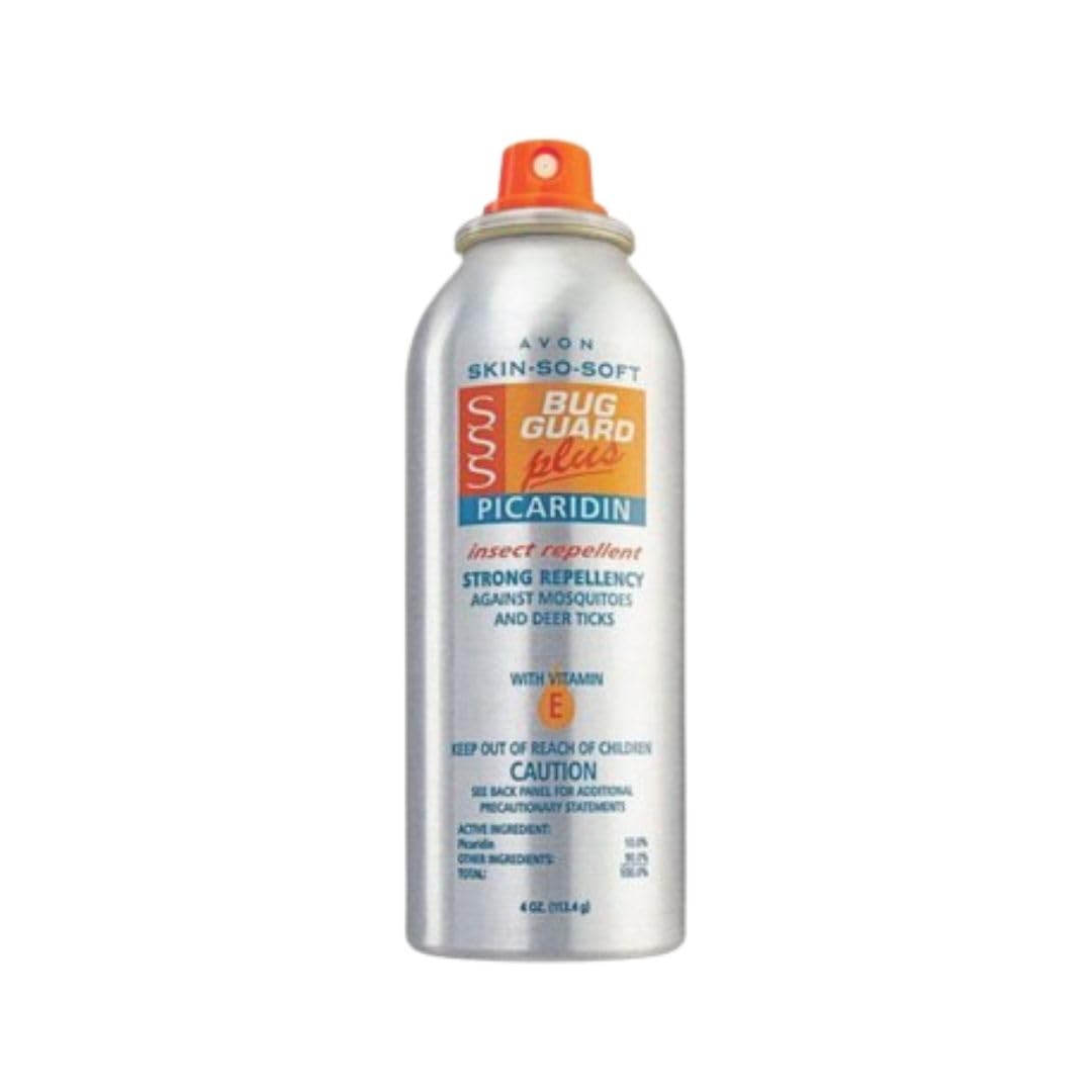 AVON Skin So Soft Bug Guard Plus Picaridin Aérosol, application rapide pour activités en extérieur.