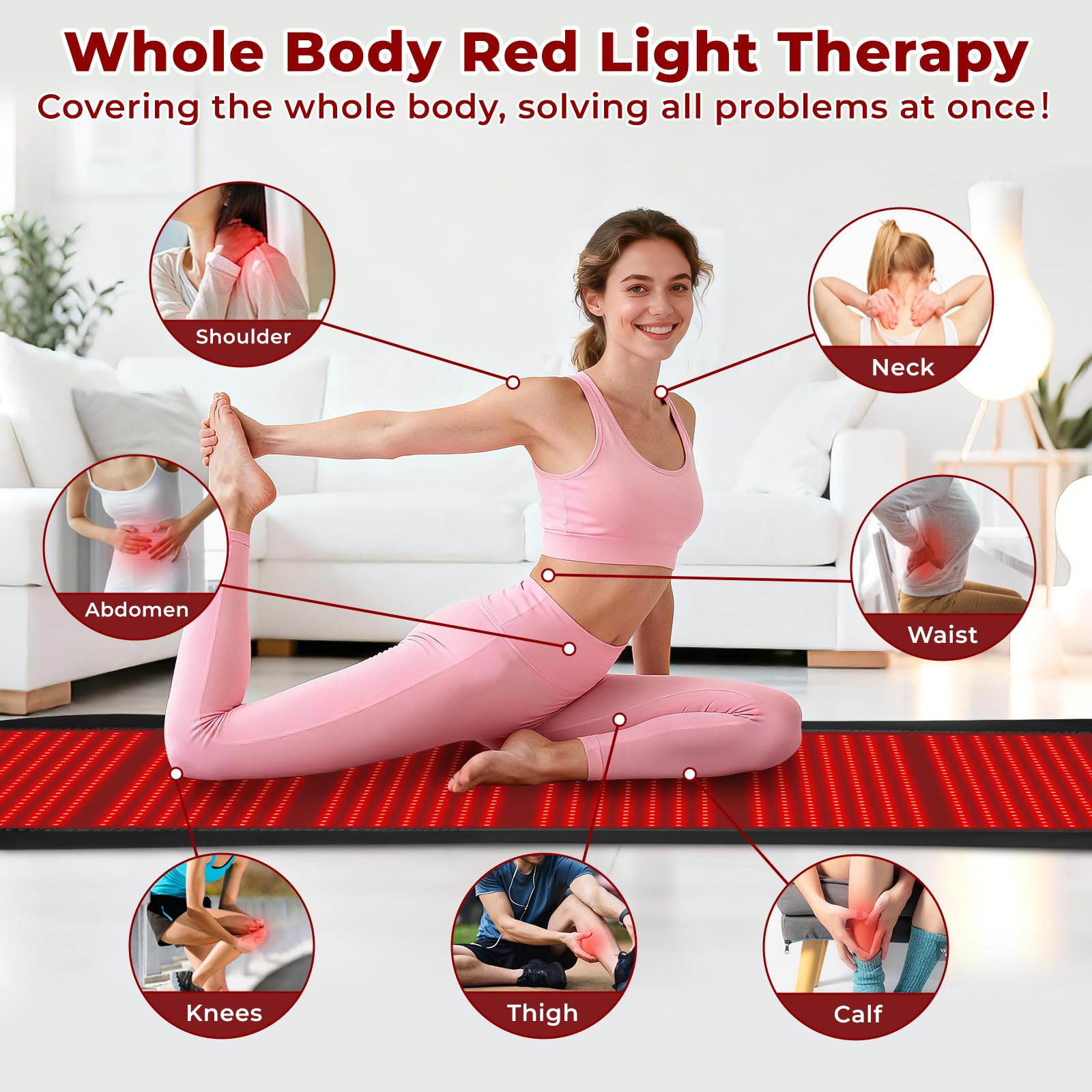 AVZAVZ Tapis lumière rouge avec télécommande pratique pour régler les séances.