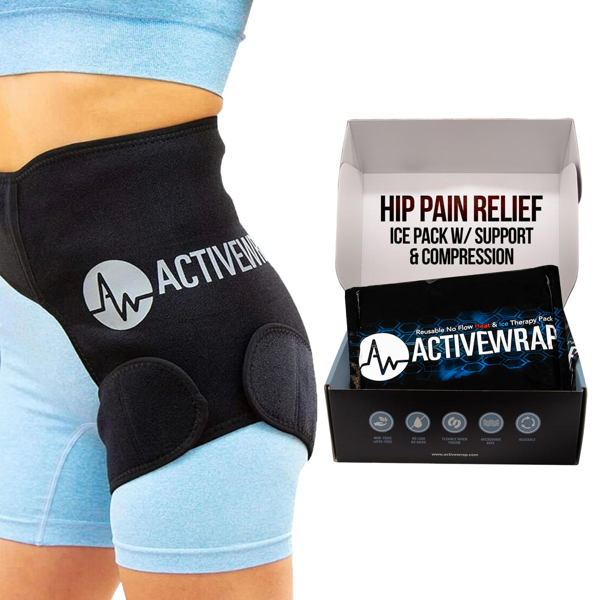 ActiveWrap hanche avec gel plat 10x10 pour soulagement ciblé