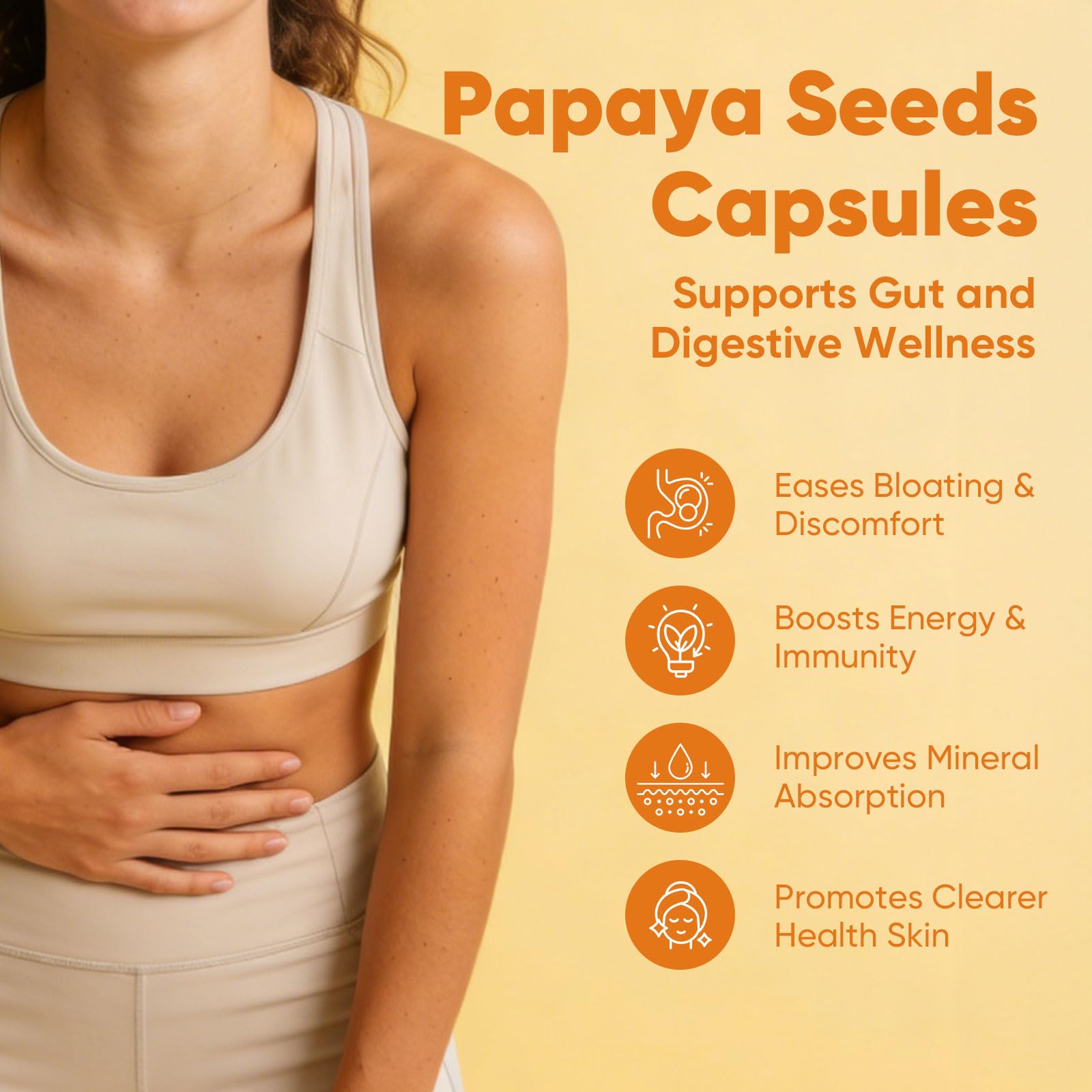Papaye-poudre pure, capsules Awjsde Elava pour routine digestive légère.