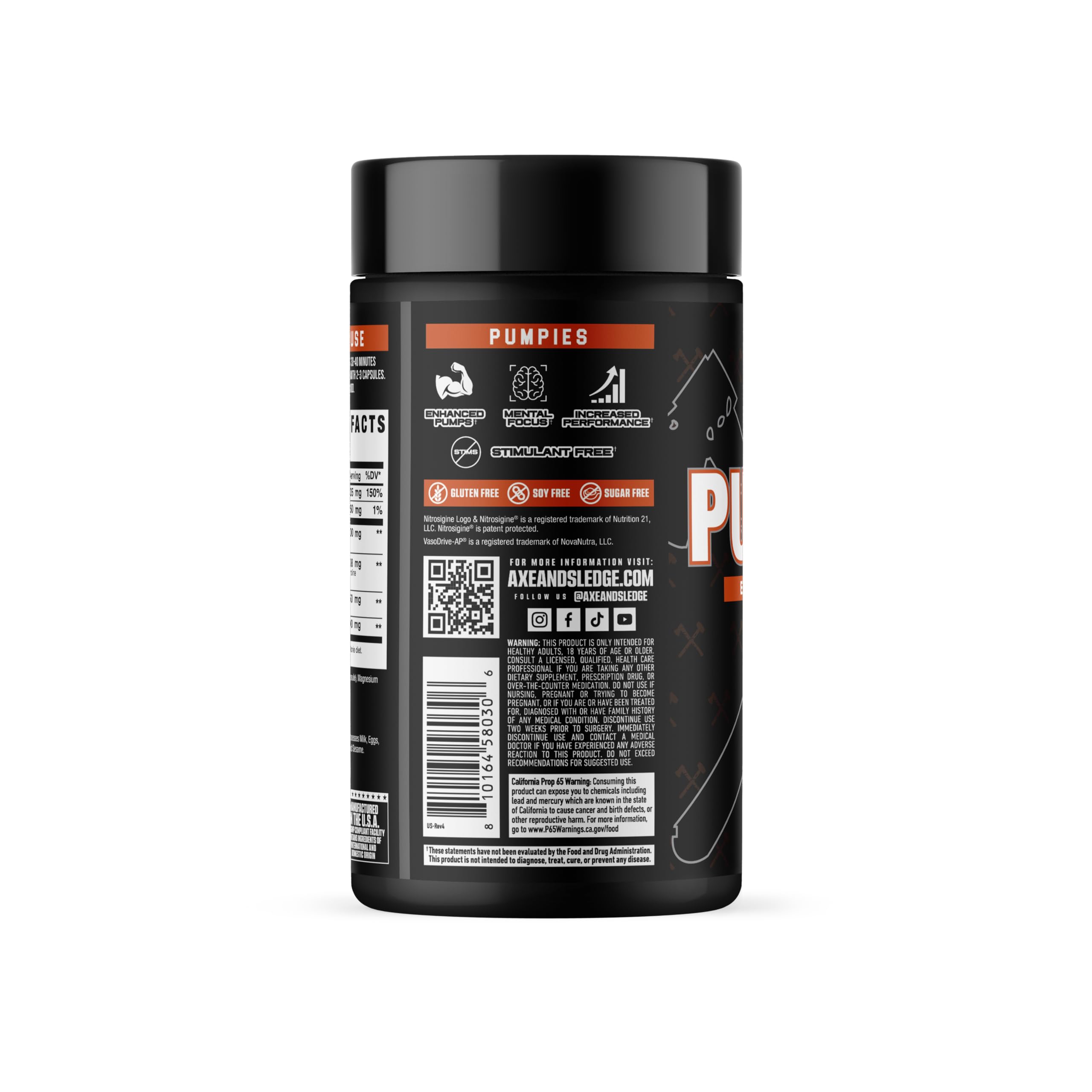 Axe et Sledge PUMPIES : flacon compact prêt à booster l endurance et les performances.