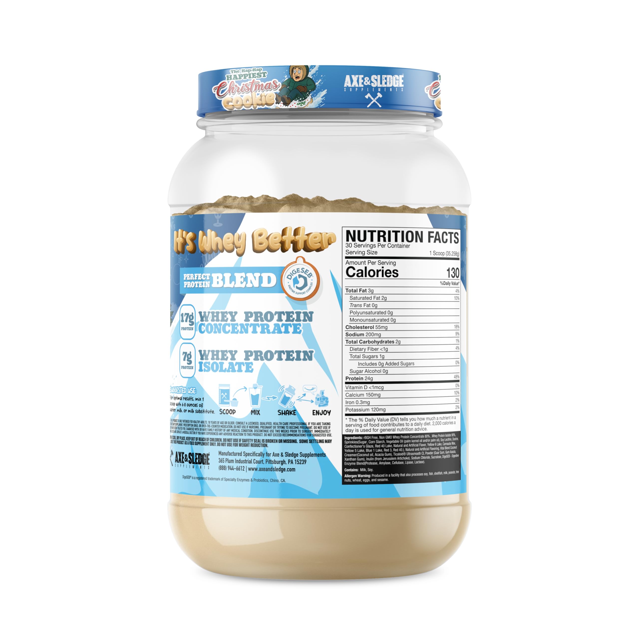 Axe et Sledge WHEY MORE emballage en pot pratique pour dosage