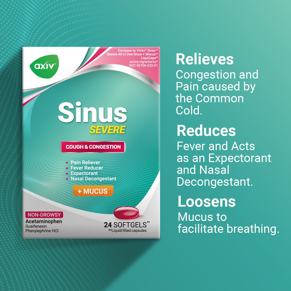 Capsules AXIV Sinus Severe avec un verre d eau