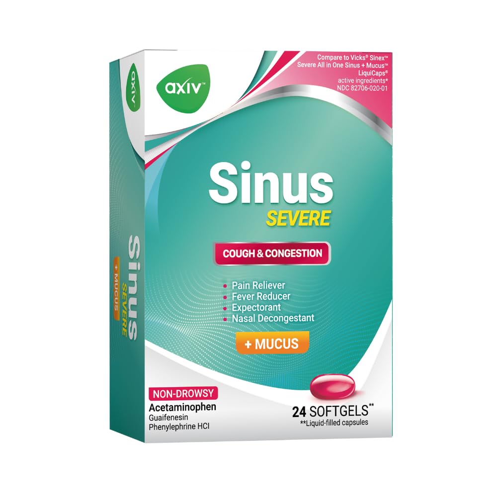 AXIV Sinus Severe, bouteille de capsules molles faciles à prendre