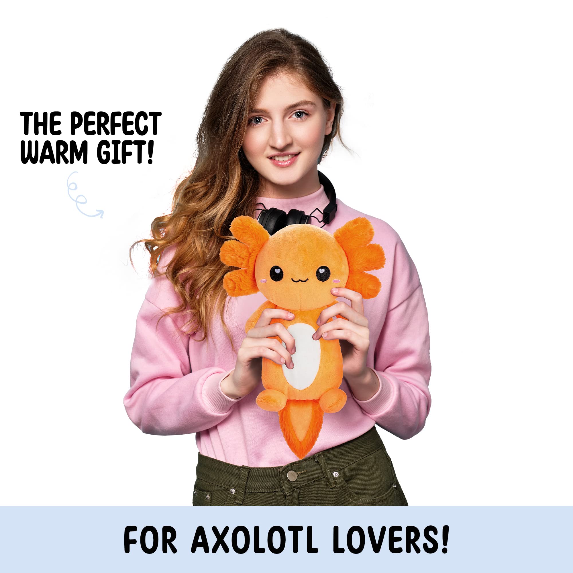 Coussin doux axolotl Happy Fuel, chauffage rapide et matériaux naturels