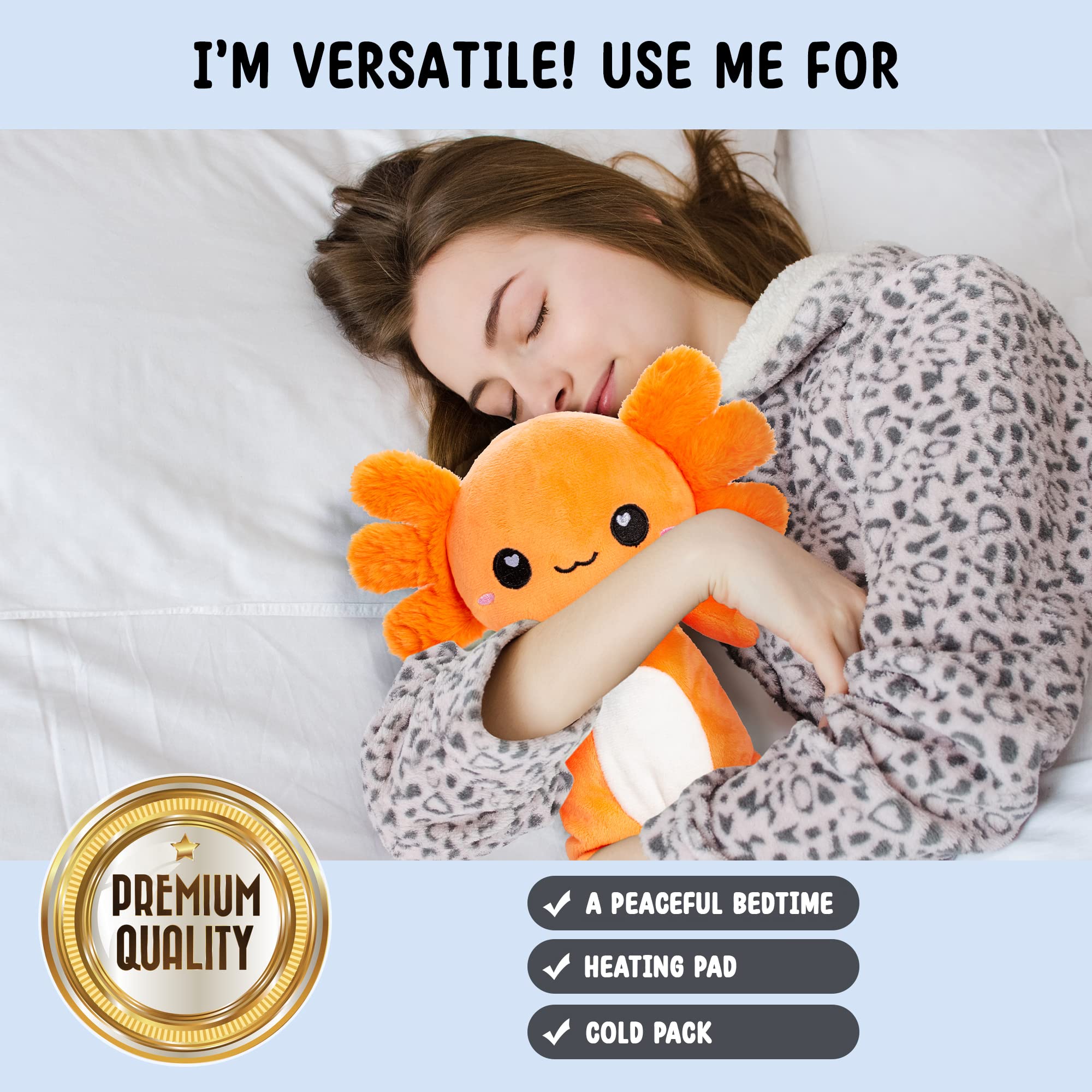 Peluche axolotl thermique micro-ondes, chauffe rapide