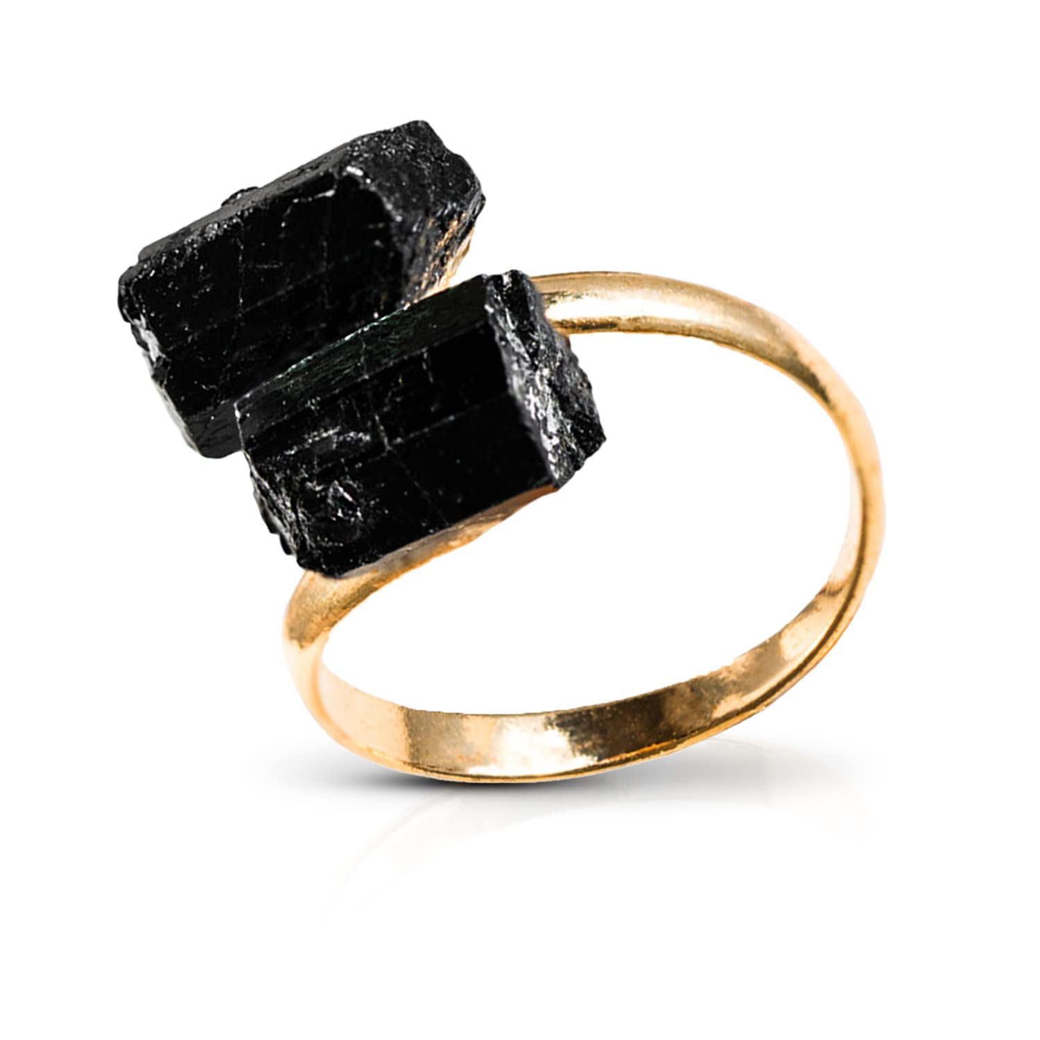 Bague Ayana Tourmaline Noire ajustable pour style sophistiqué et confort