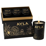 AYLA ROSE – Trio de bougies soja avec emballage métallique pour une déco chic