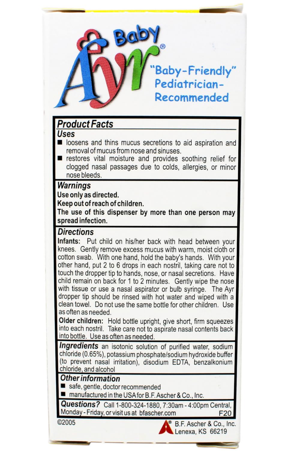 AYR Bebe formule sans medicament respecte les muqueuses délicates du nourrisson.