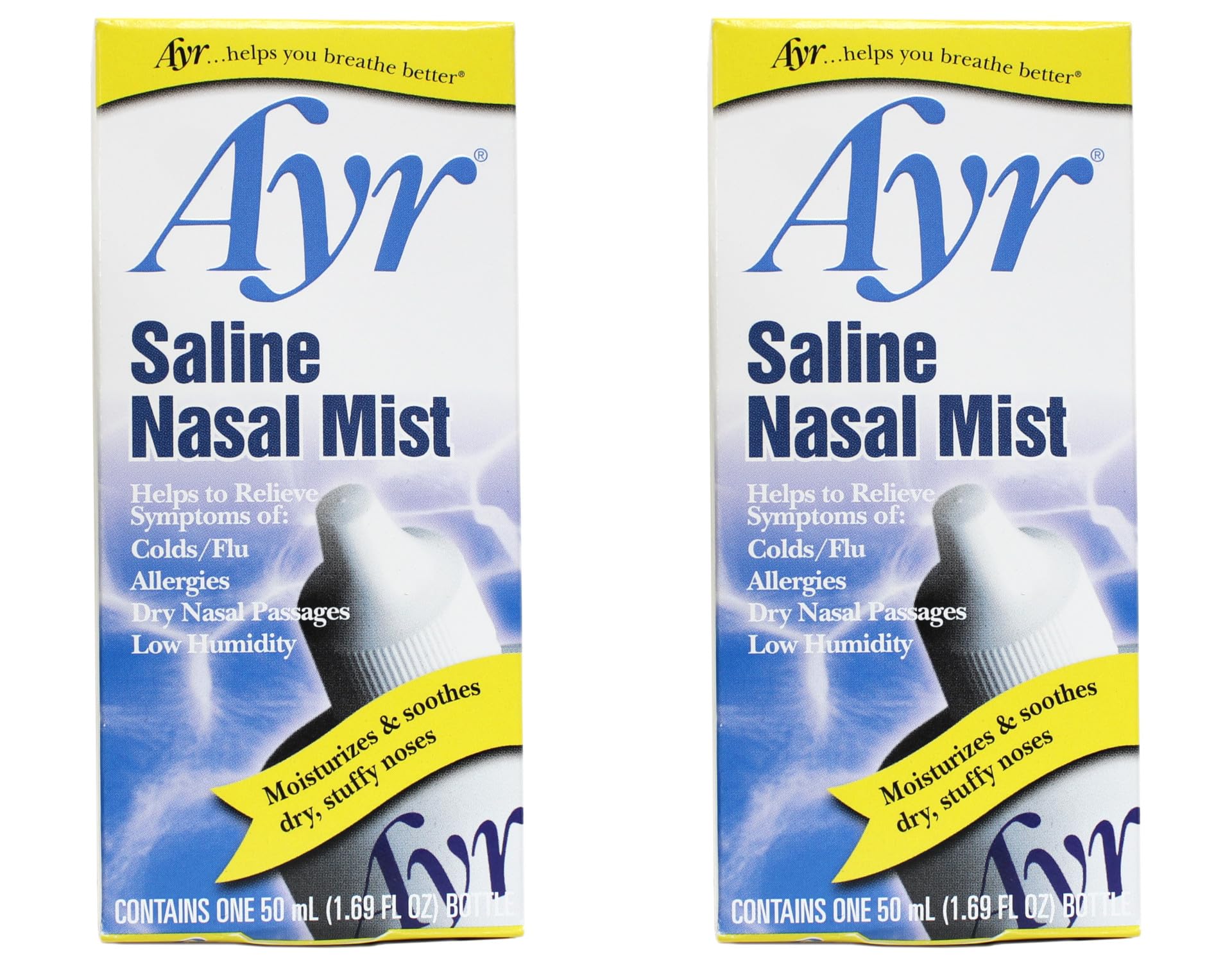 AYR bouteille saline nasal 50 ml pour hydrater et rincer les voies nasales.