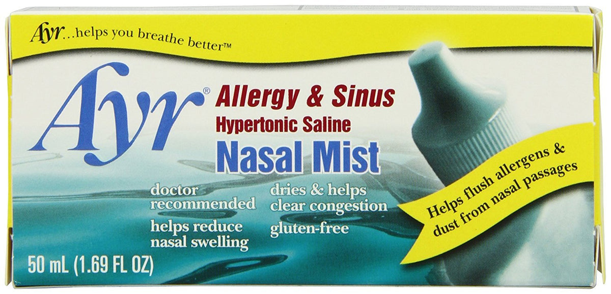 AYR brume nasale saline hypertonique, flacon de 50 ml, aide potentielle à dégager les voies nasales
