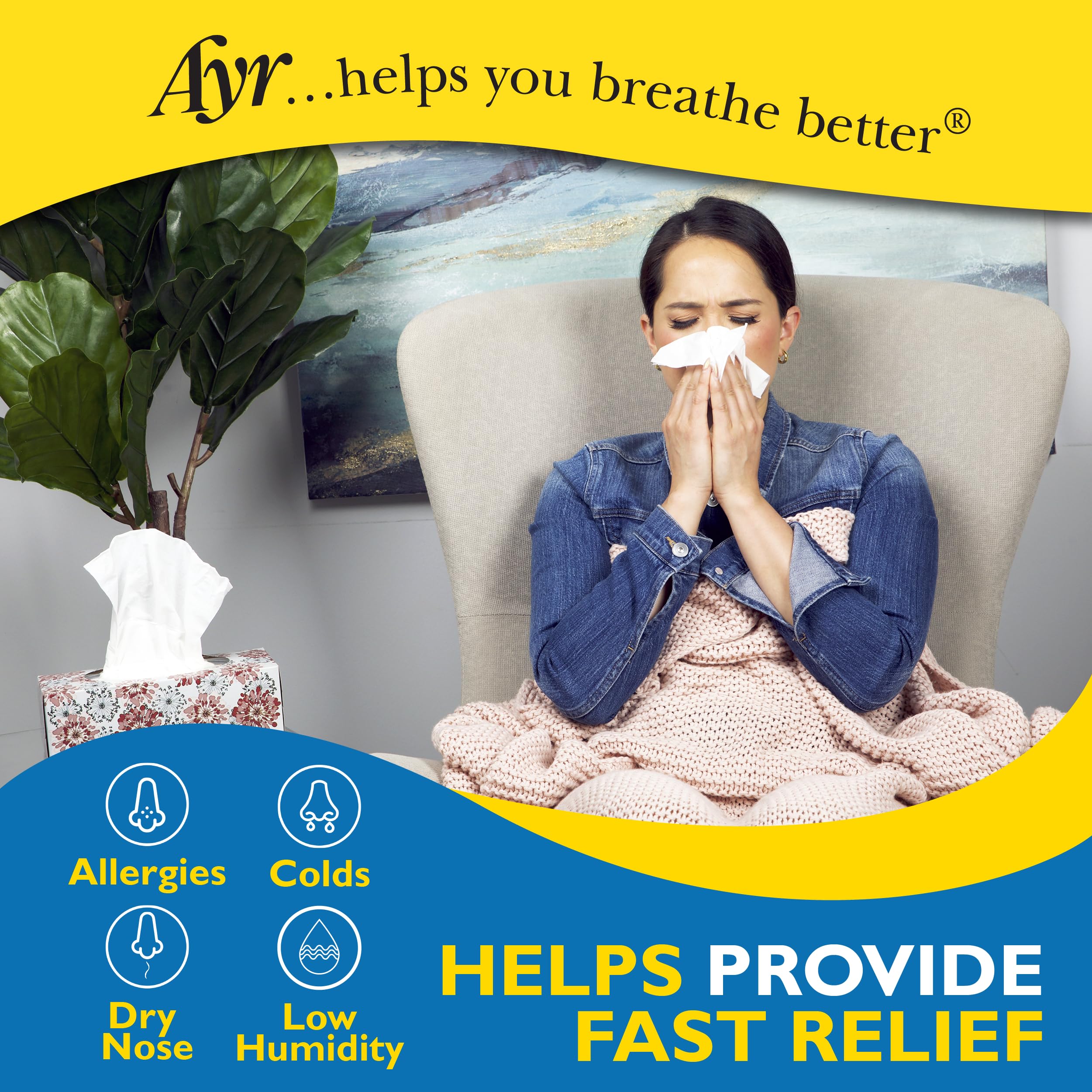 AYR formulation douce réduit l'irritation pour nez sensible.