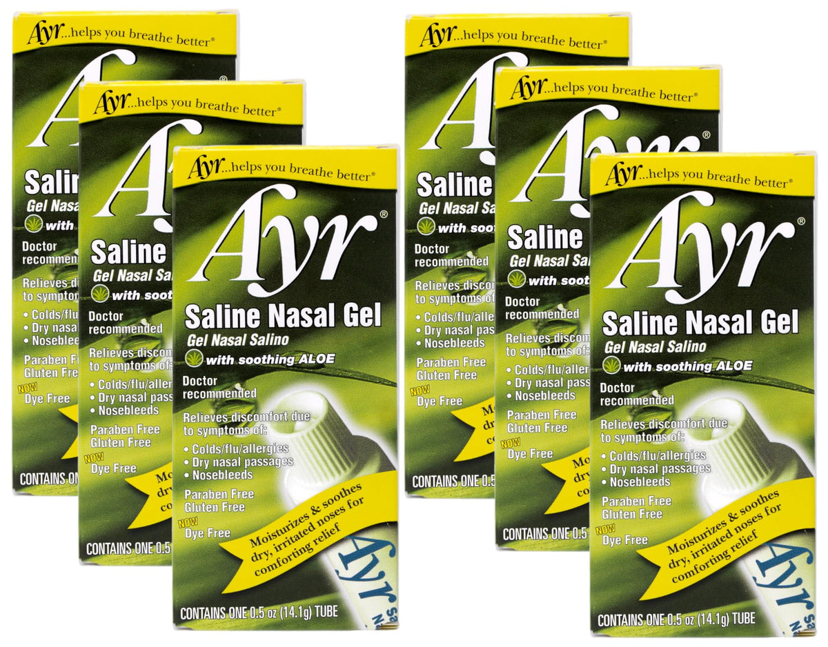 AYR Gel nasal salin en flacon, hydratation douce pour nez sec.