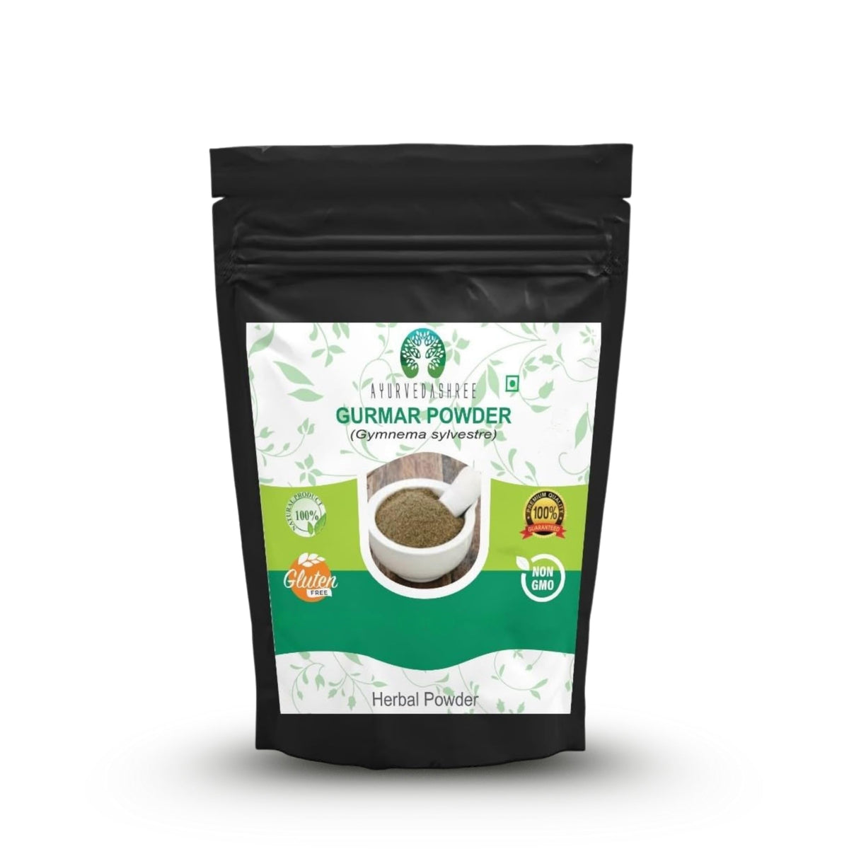 AYURVEDASHREE Gymnema sylvestre poudre-feuille dans un pot, favorise une digestion équilibrée.