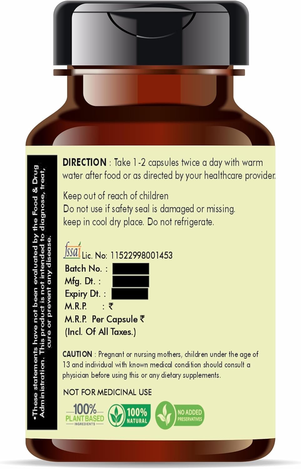 AYURVEDASHREE Tagar extrait: étiquette claire et emballage propre pour un usage quotidien sûr