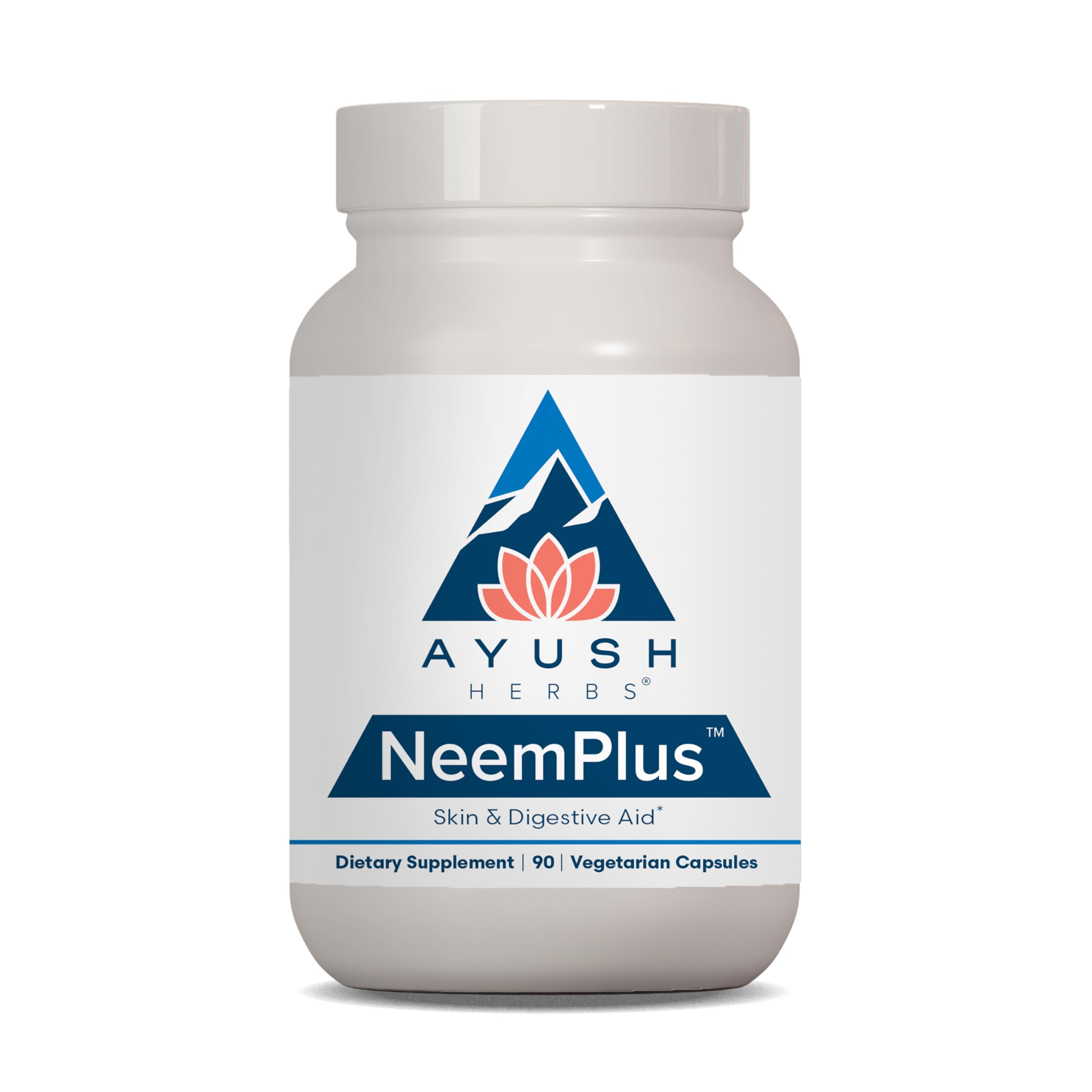 Ayush Herbs Neem Plus – bouteille montrant le flacon et soutien digestif naturel.