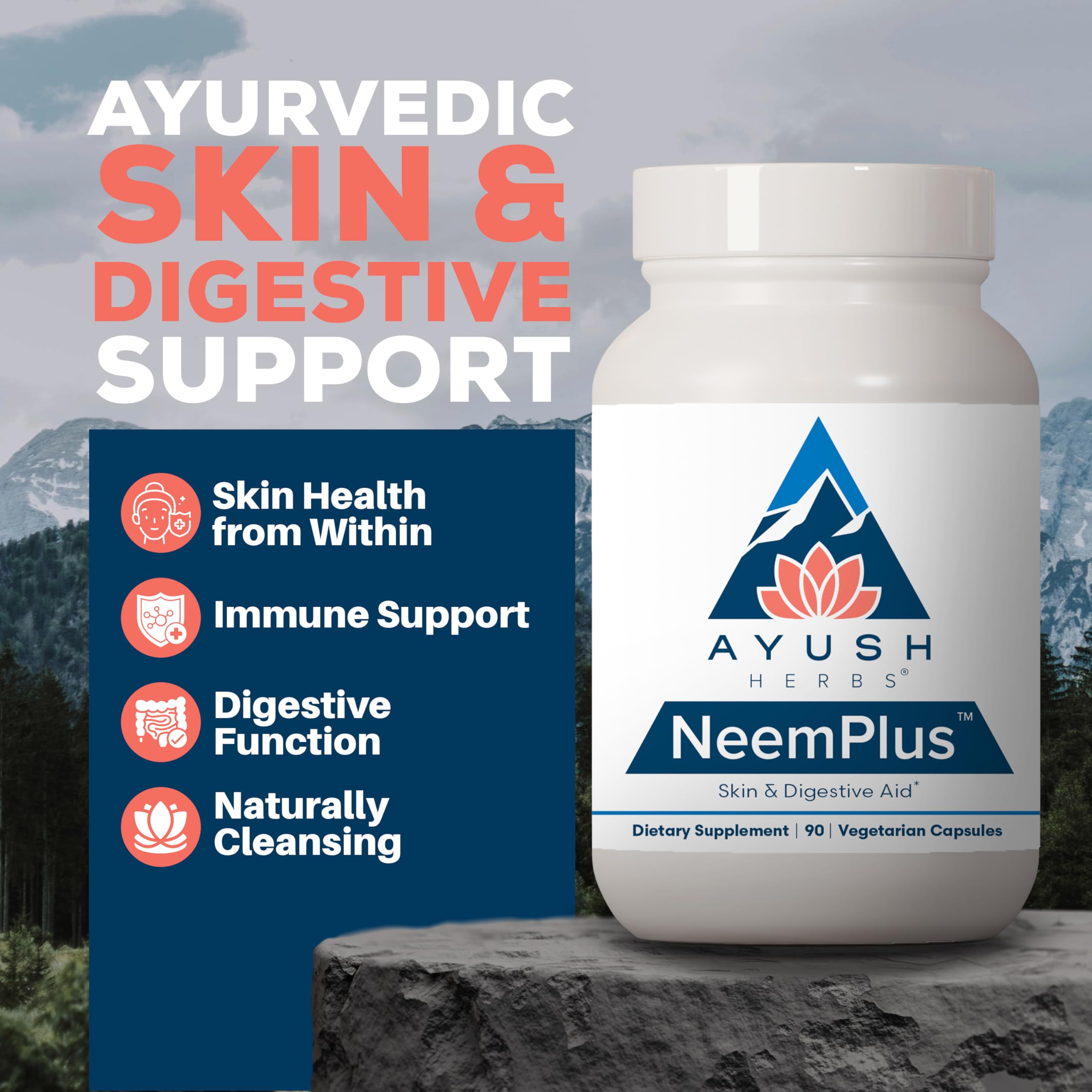 Capsules végétales Neem Plus favorisant la digestion et l'éclat de la peau.