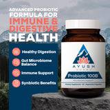 Ayush Herbs Probiotic 100B - capsules végétariennes, forme pratique pour la santé intestinale.