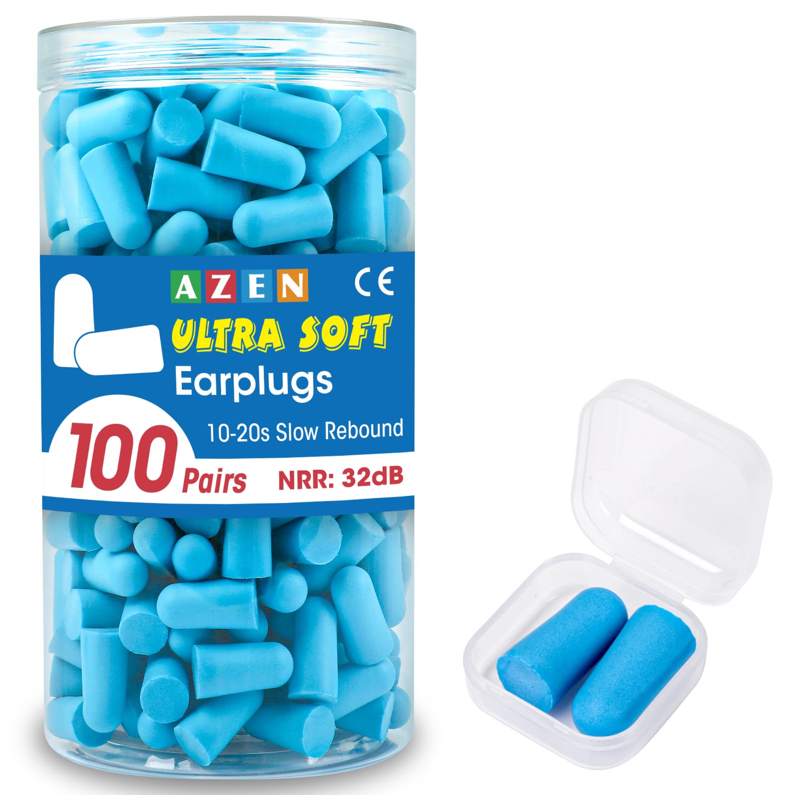 AZEN bouchons d'oreilles bleu lac dans boîte, solution pratique pour le quotidien