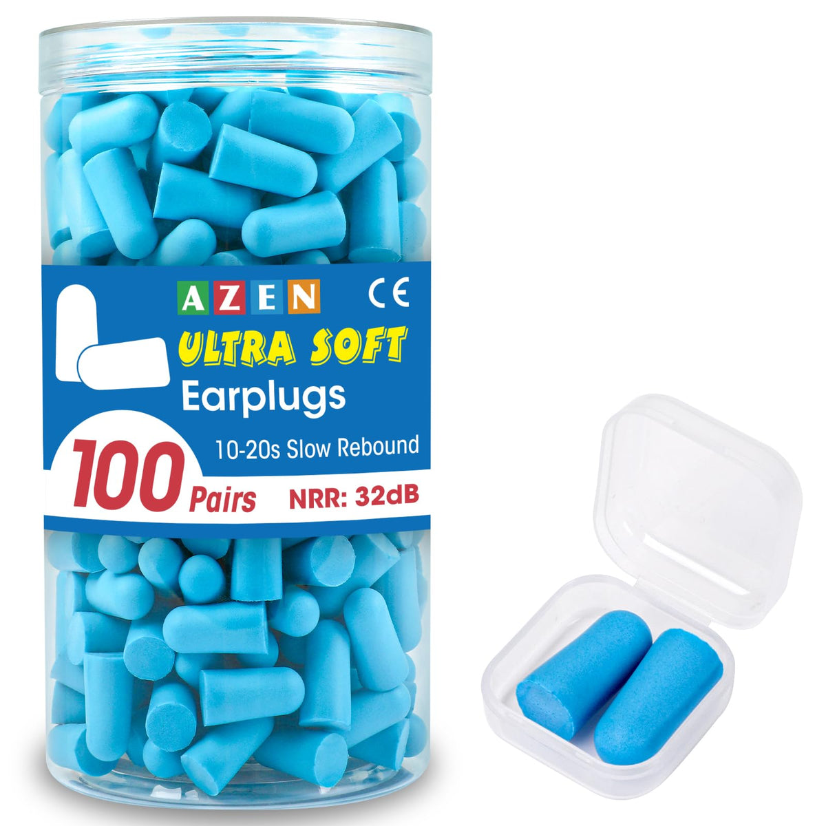 AZEN bouchons d'oreilles bleu lac dans boîte, solution pratique pour le quotidien