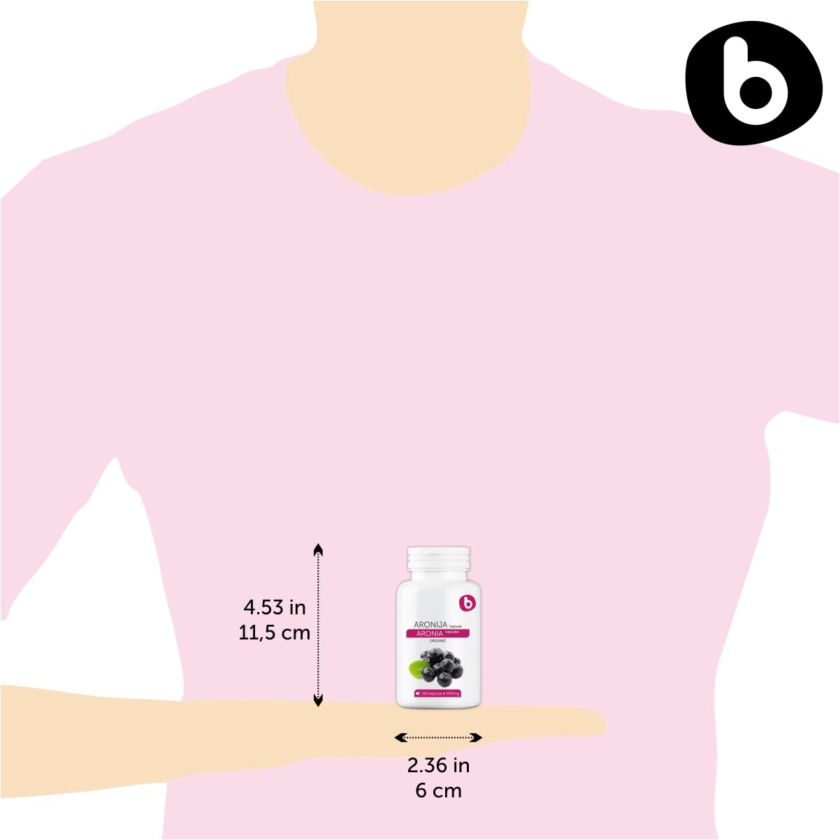 Formule vegan b-aronia adaptée à un mode de vie actif et sain.