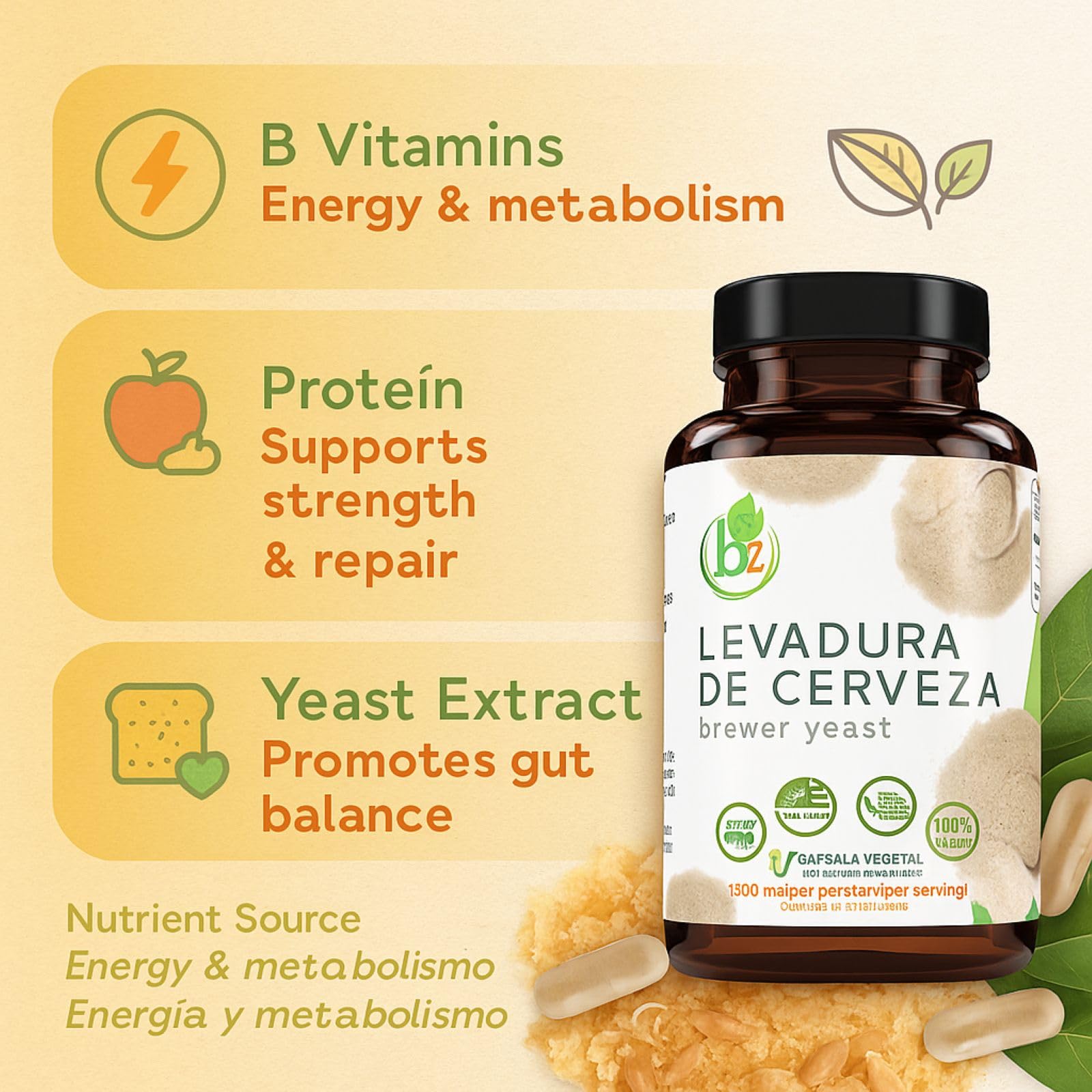B-Experts Levure de Bière – capsules végétales faciles à avaler