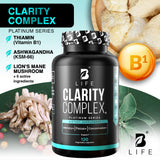 Lion's Mane avec Ashwagandha et vitamine B1 pour le soutien cognitif naturel.