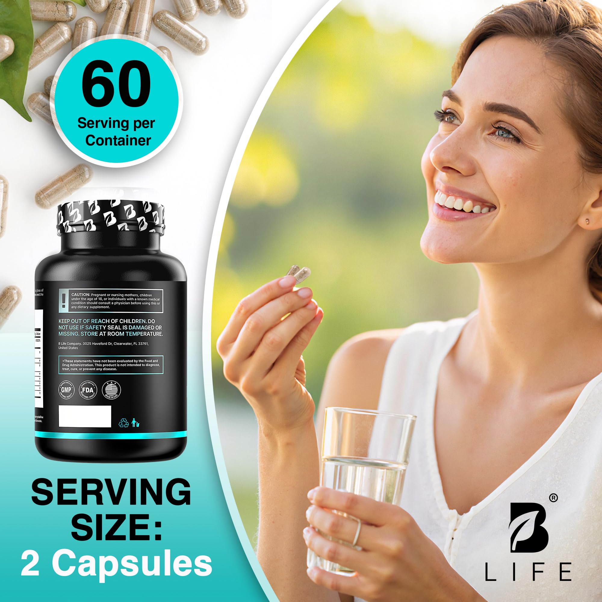Lion's Mane de B Life Company companion magnésium L-Thréonate pour concentration durable.