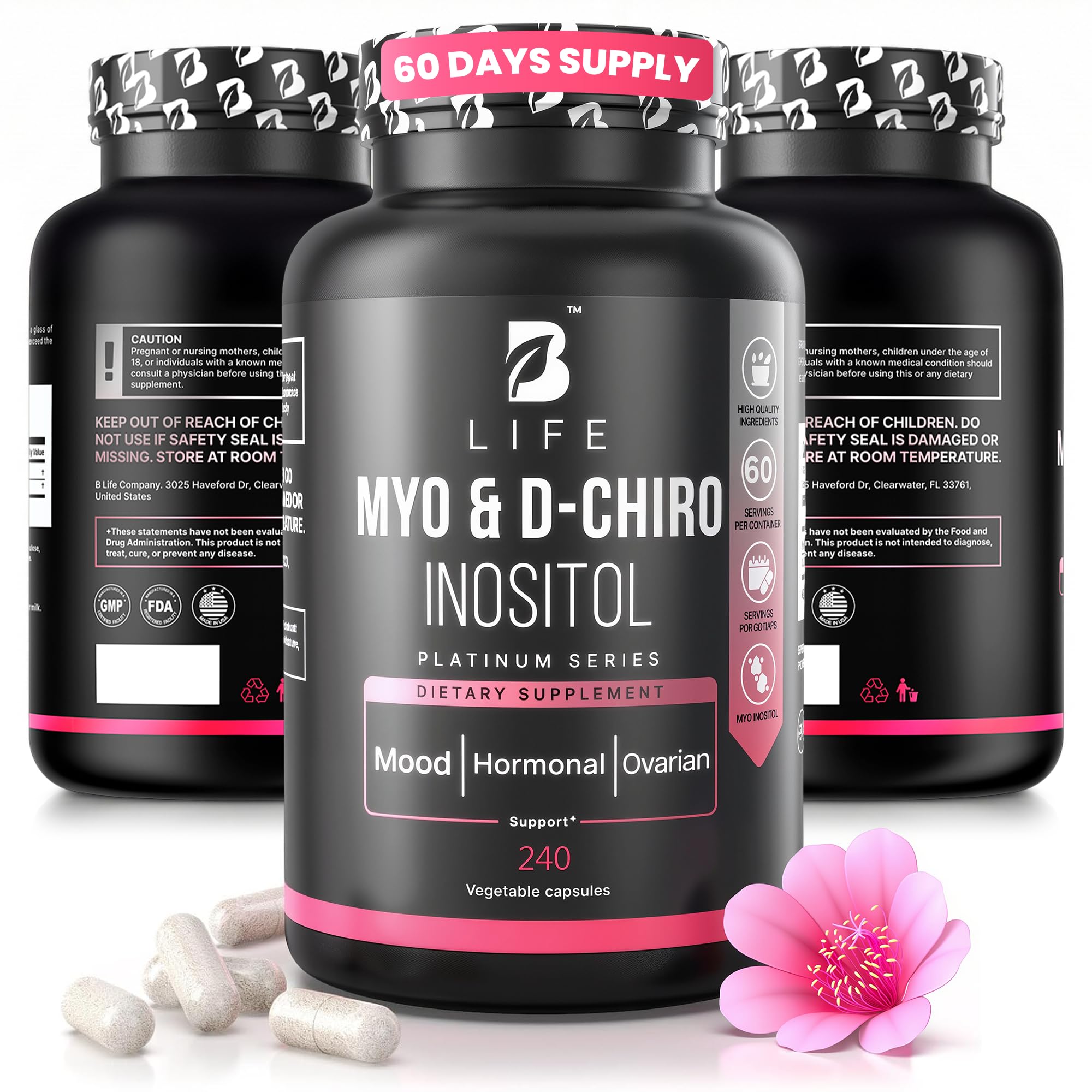 B Life Company Myo-Inositol 40:1 - gélules faciles à prendre pour le cycle.