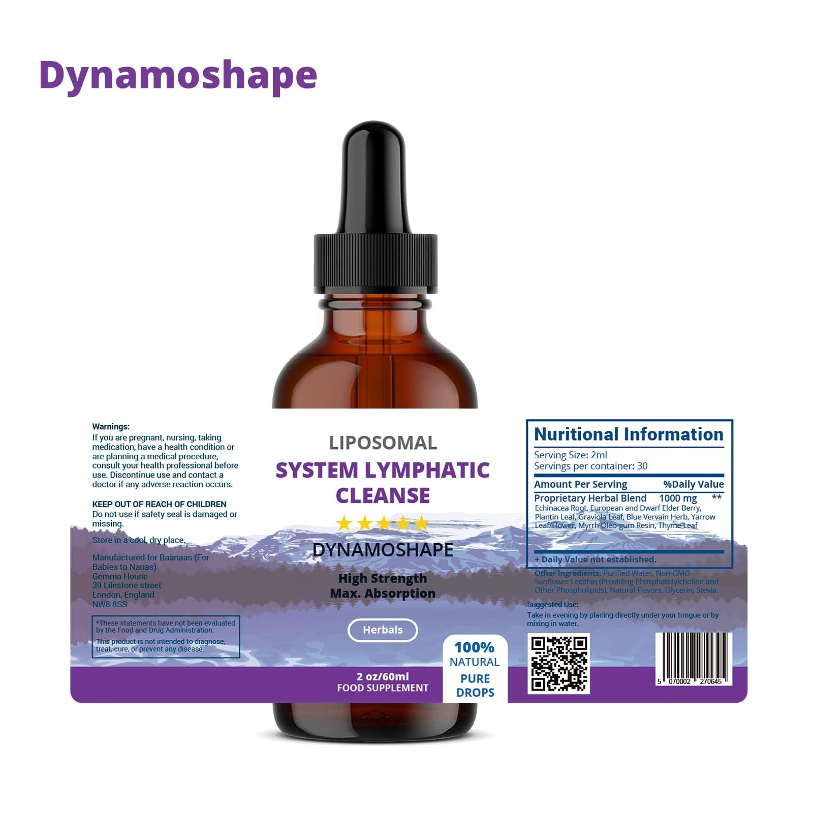 Baanaas Drainage lymphatique, plantes et herbes utilisées dans la formule.