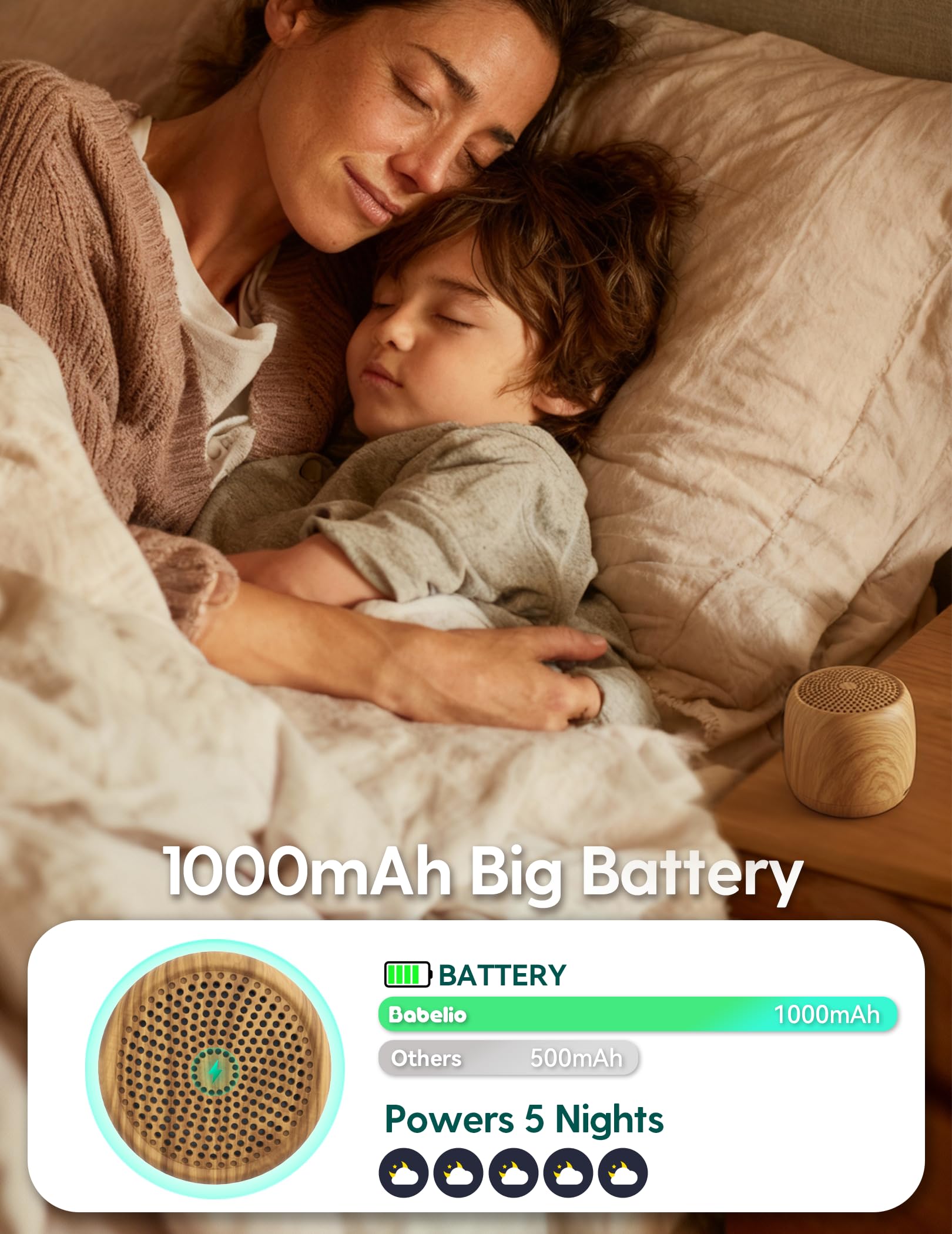 Babelio avec batterie 1000 mAh garantissant longue autonomie.