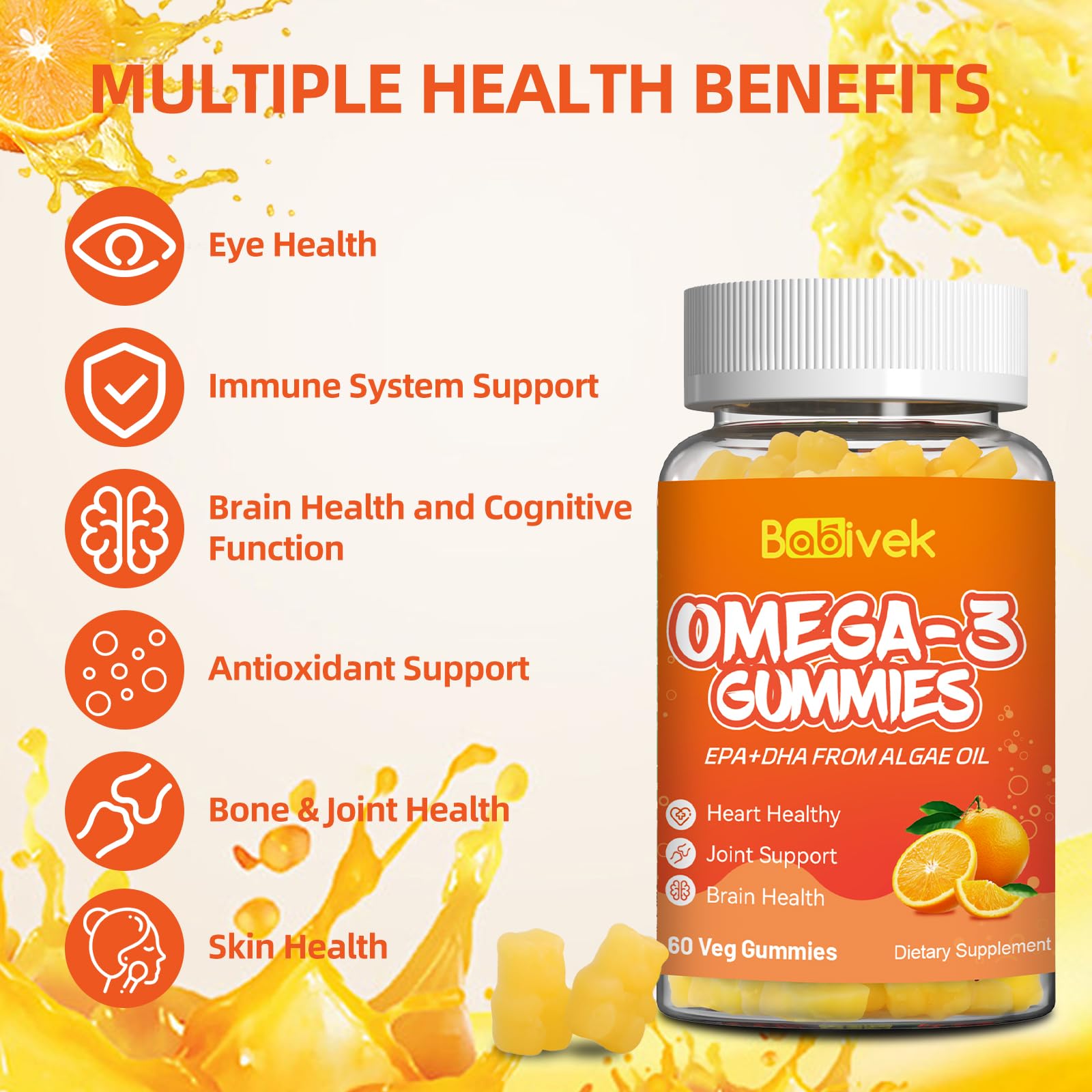 Babivek Oméga-3 Gommes folates et vitamines A, C et E