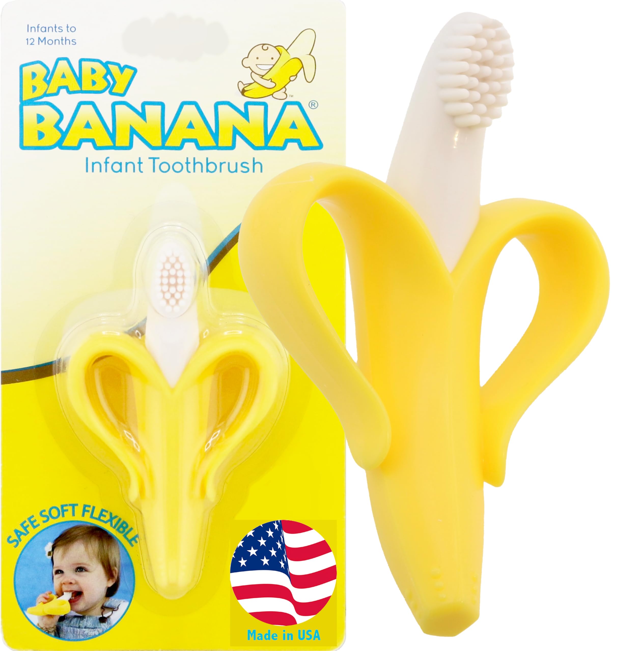 Baby Banana brosse banane originale vue de face pour initiation en douceur