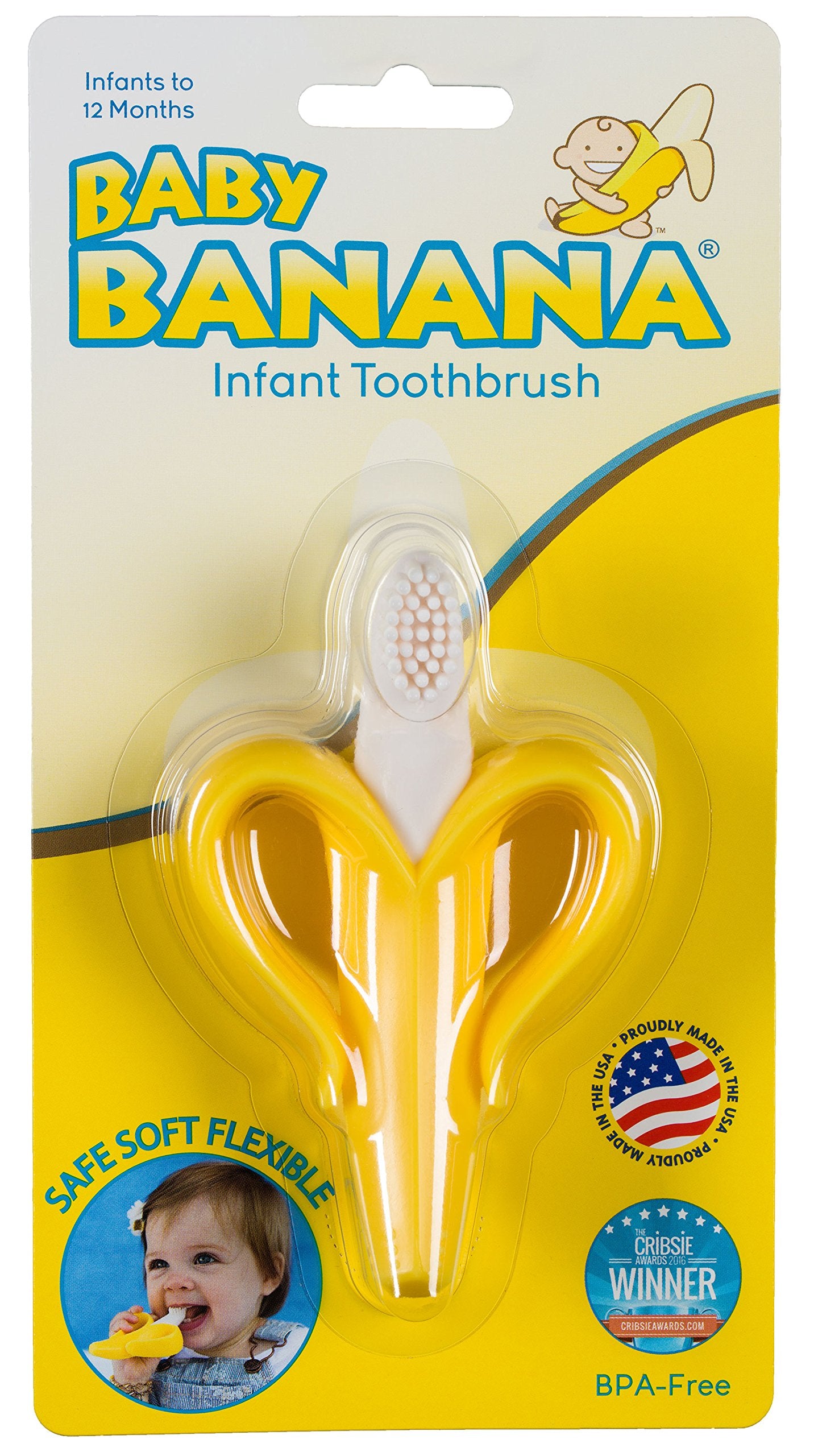 Baby Banana brosse banane originale petites mains sur le manche