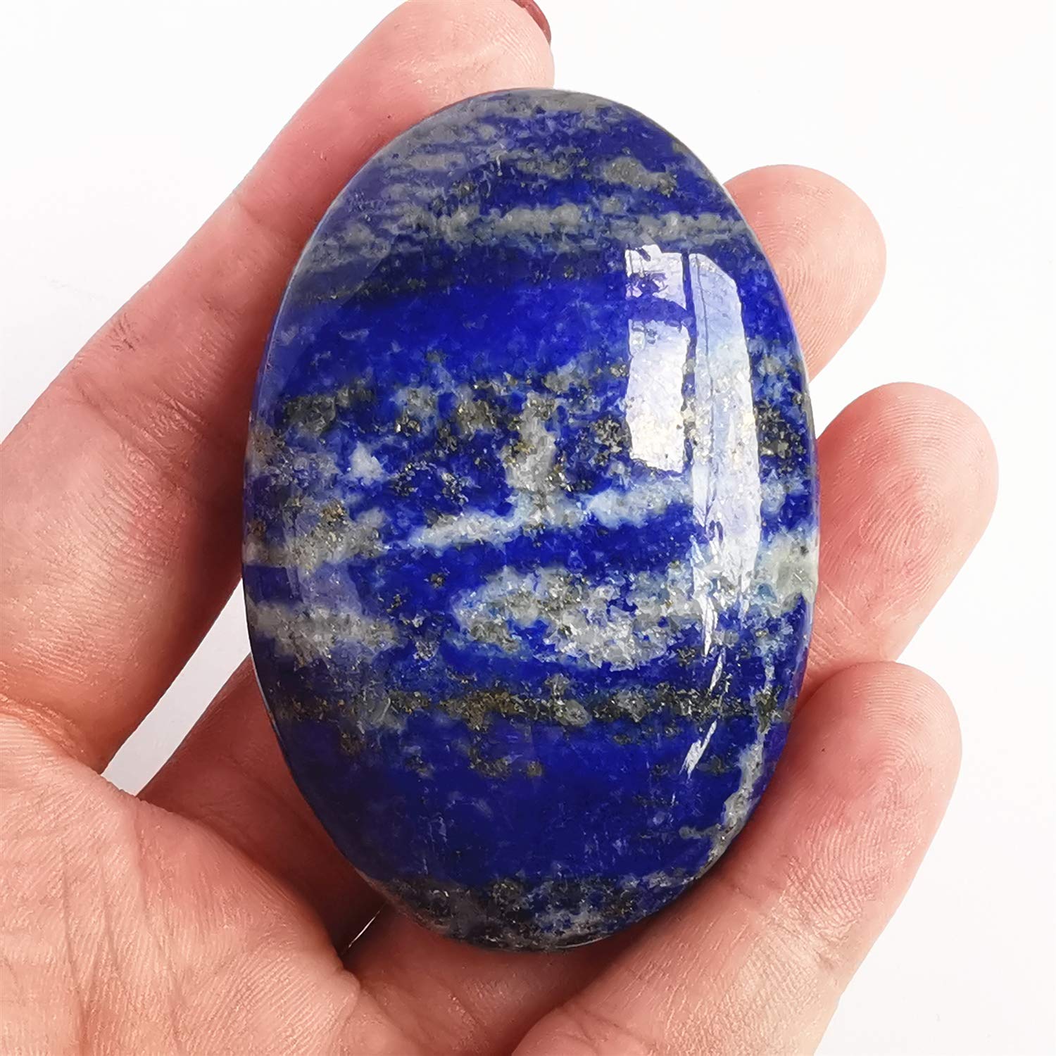 Bacatgem lapis-lazuli oval texture naturelle, idéale pour massage et rééquilibrage.