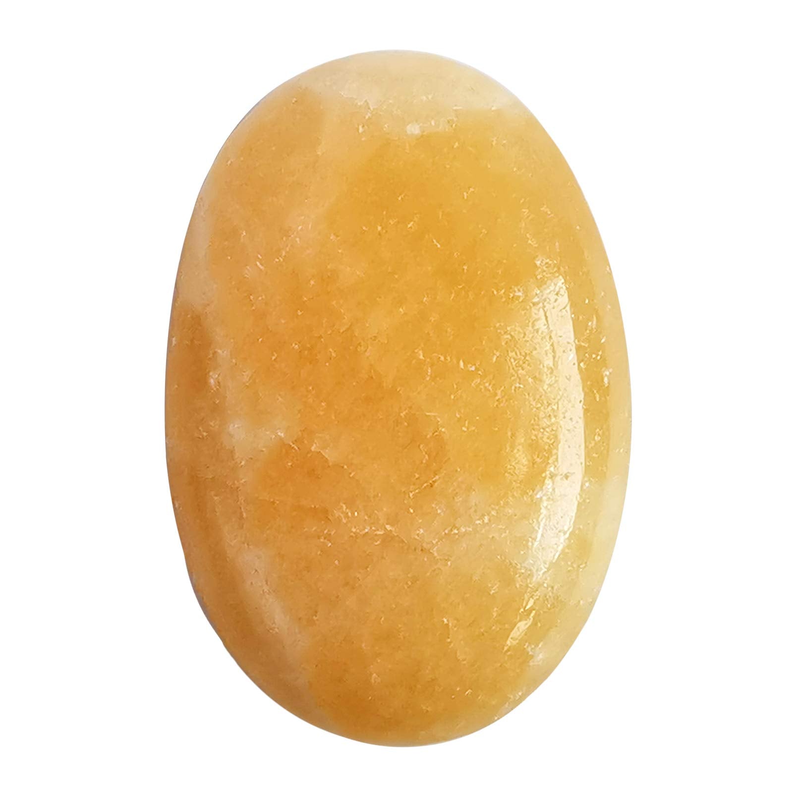 Bacatgem pierre jaune ovale paume, parfaite pour la détente et la méditation.
