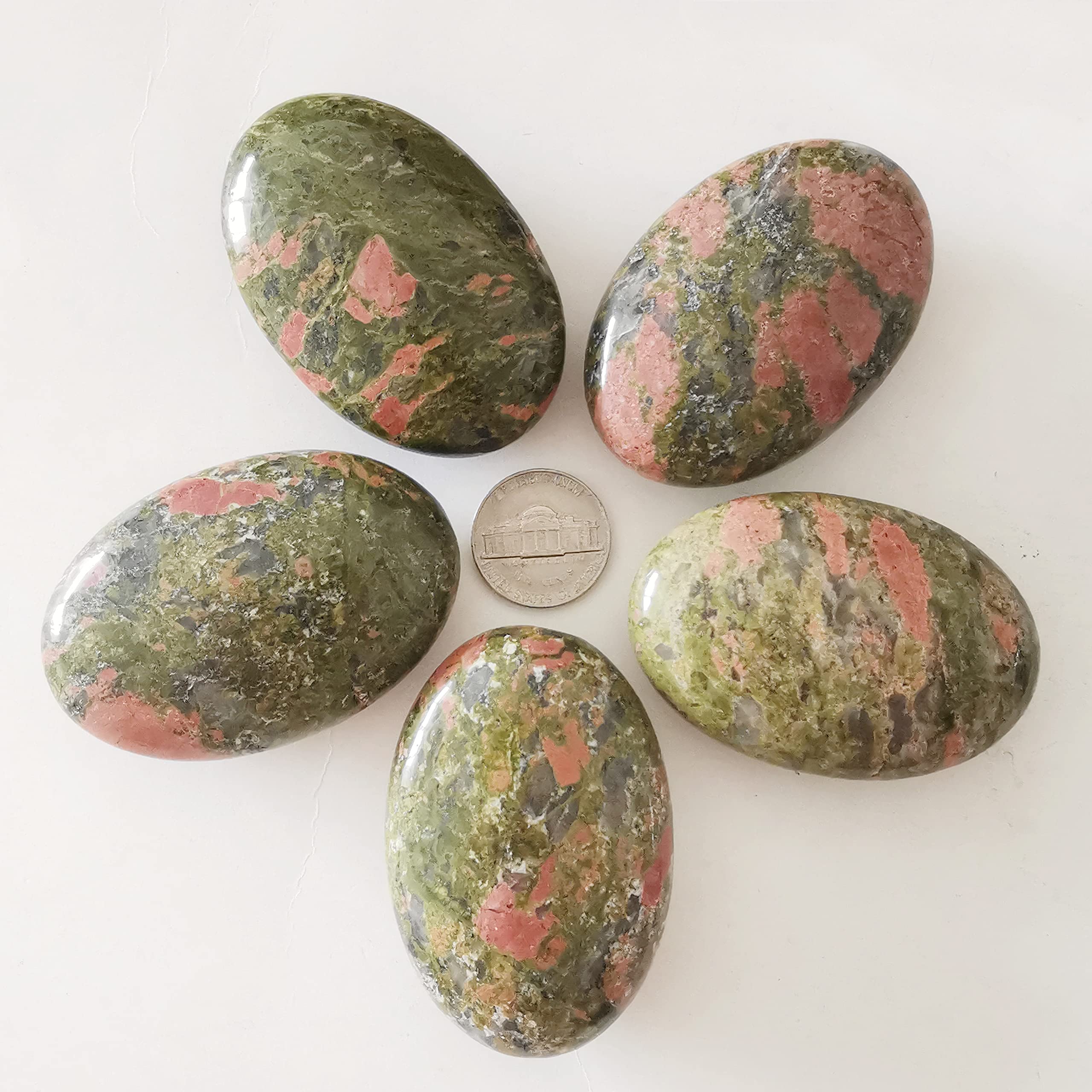Bacatgem Unakite ovale – pierre de bien-être pour équilibre des chakras et concentration.