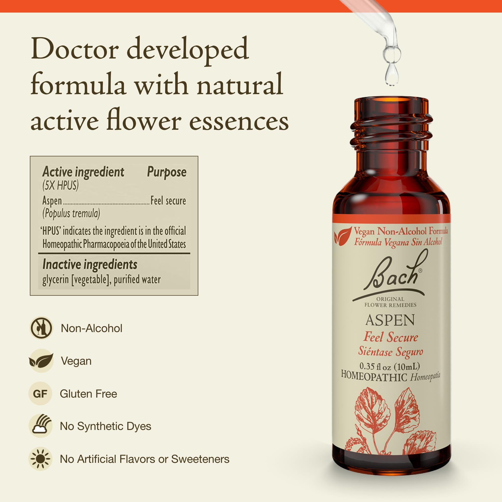 Aspen Bach: gouttes pratiques à incorporer dans une boisson.