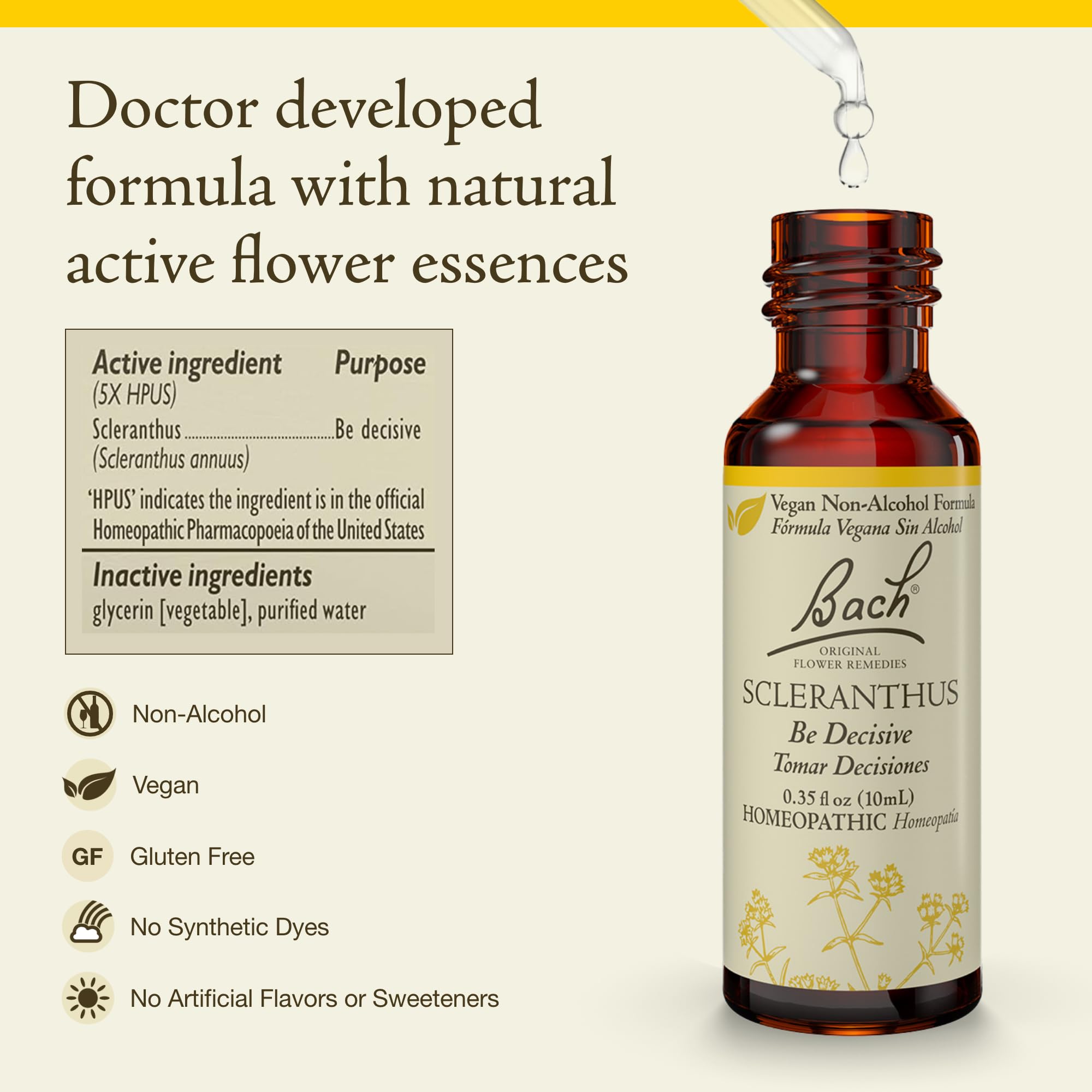 Bach Fleurs Scleranthus usage quotidien, prise sous la langue ou dans une boisson.