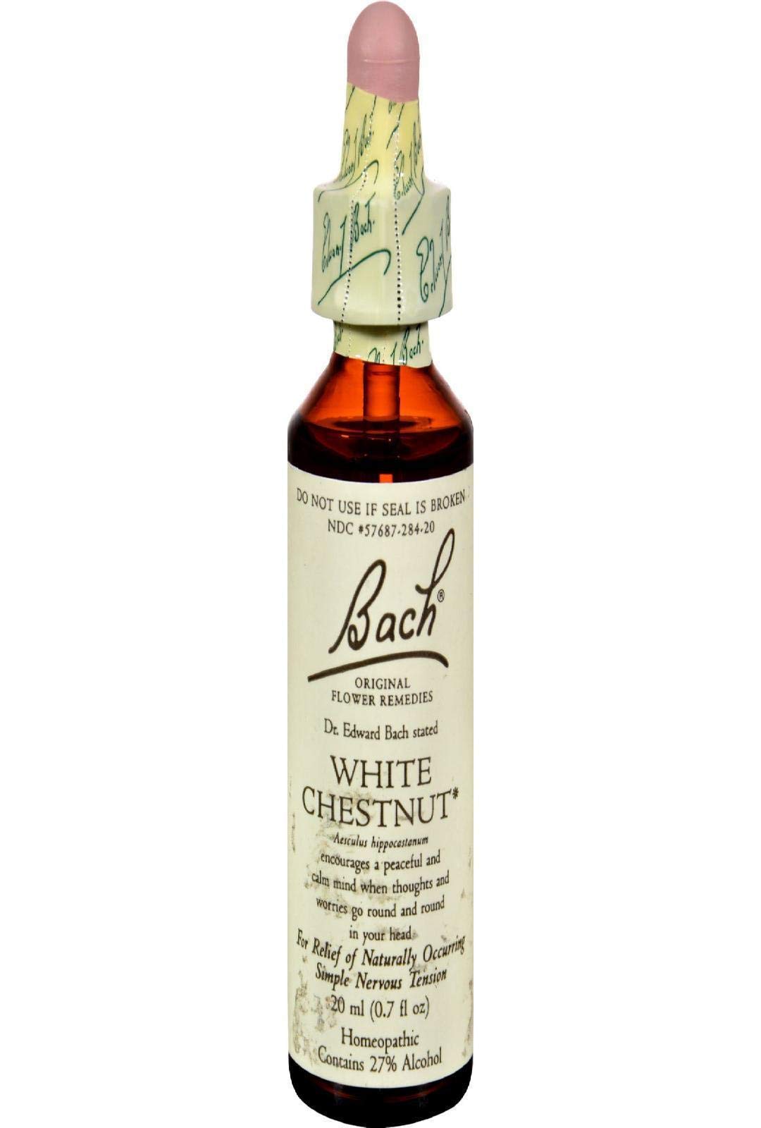 Gouttes White Chestnut versées dans un verre pour soutenir concentration et tranquillité.