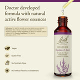 Bach Heather, emballage et étiquette vegan et sans allergènes.