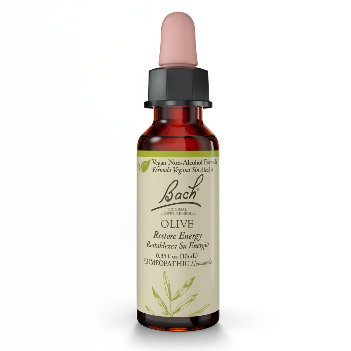Bach Olive, flacon 10 ml, revitalise potentiellement l'énergie mentale pour la journée.