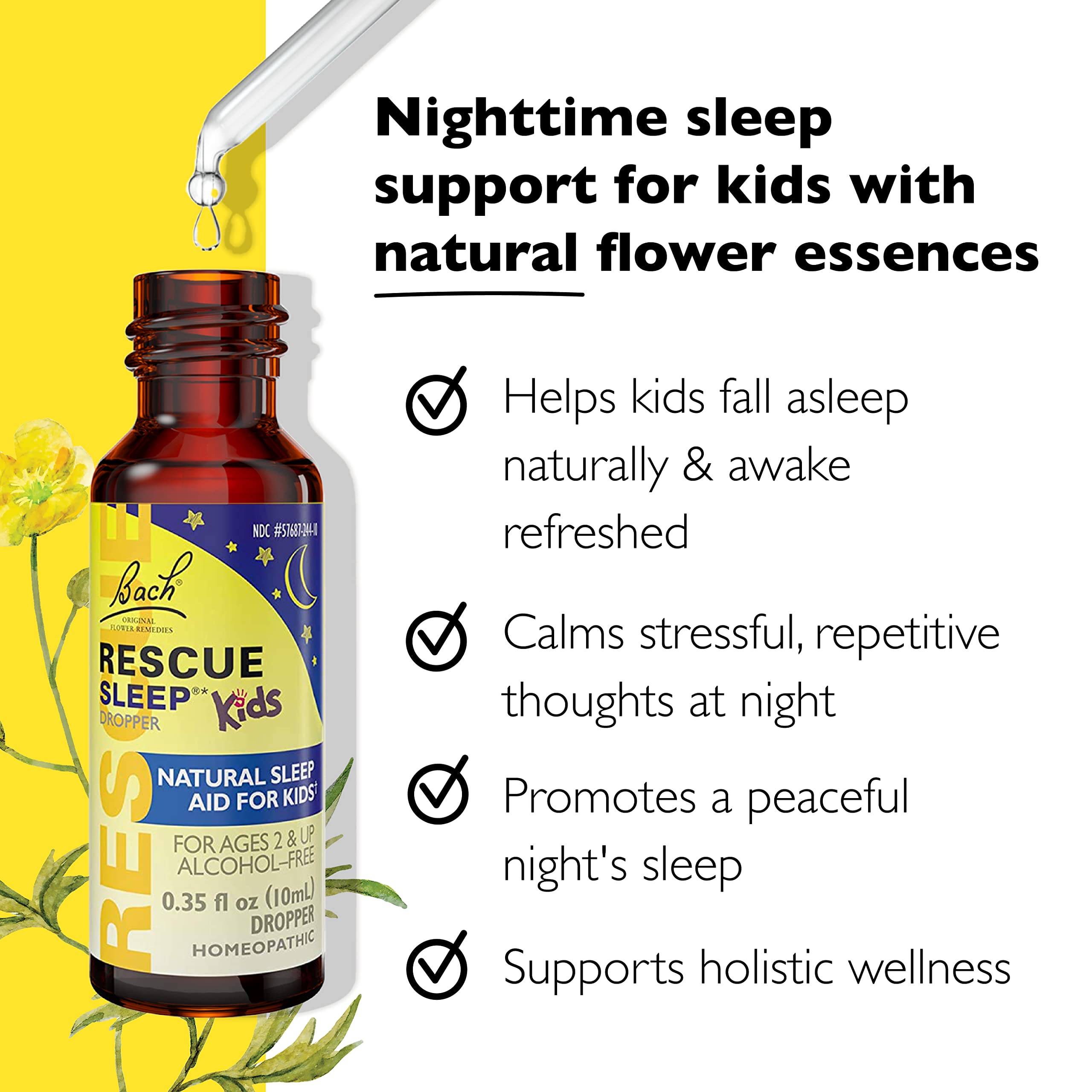 Gouttes Rescue Remedy Kids, flacon clair et pipette pour un dosage doux.