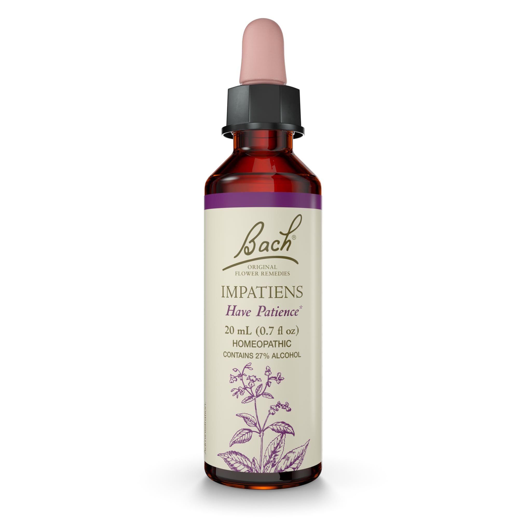 Bach Fleurs Impatiens – bouteille avec pipette, aide potentielle à la patience