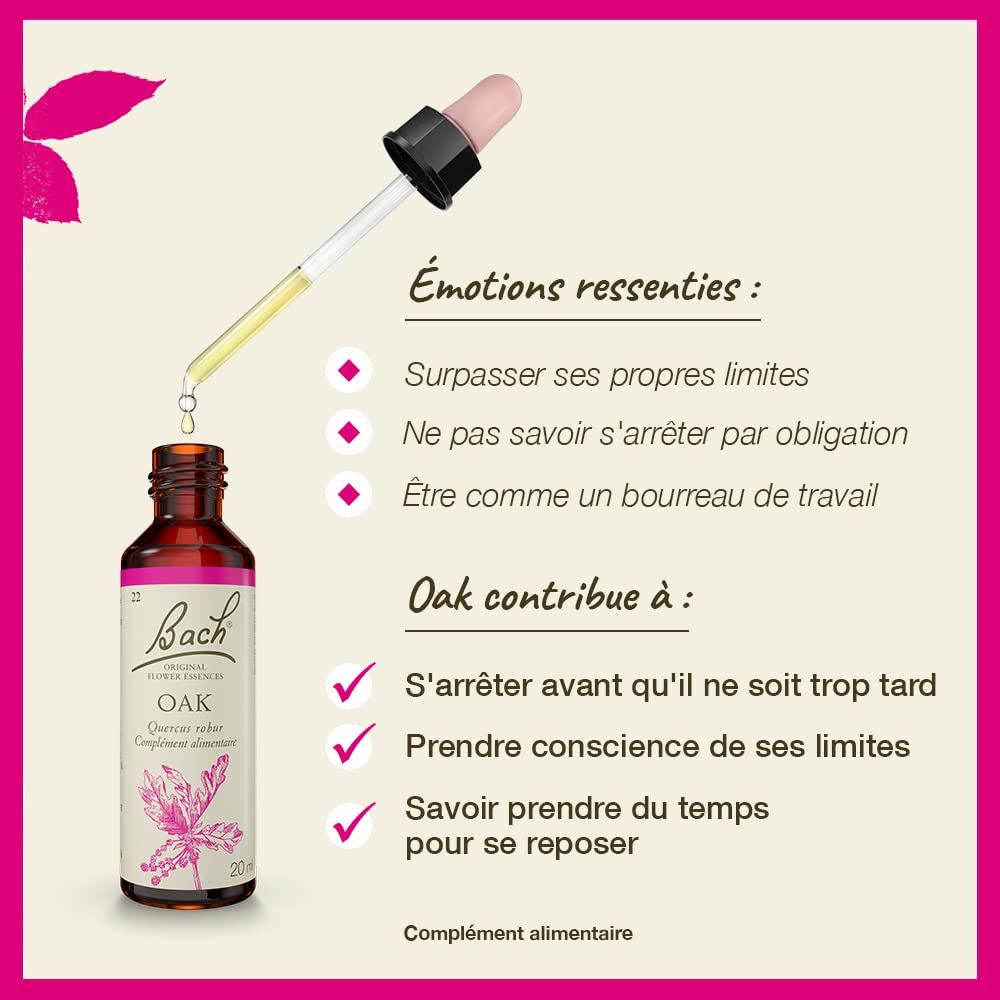 Bach Remèdes Fleurs Originales Chêne – flacon compte-gouttes pour une routine végan.